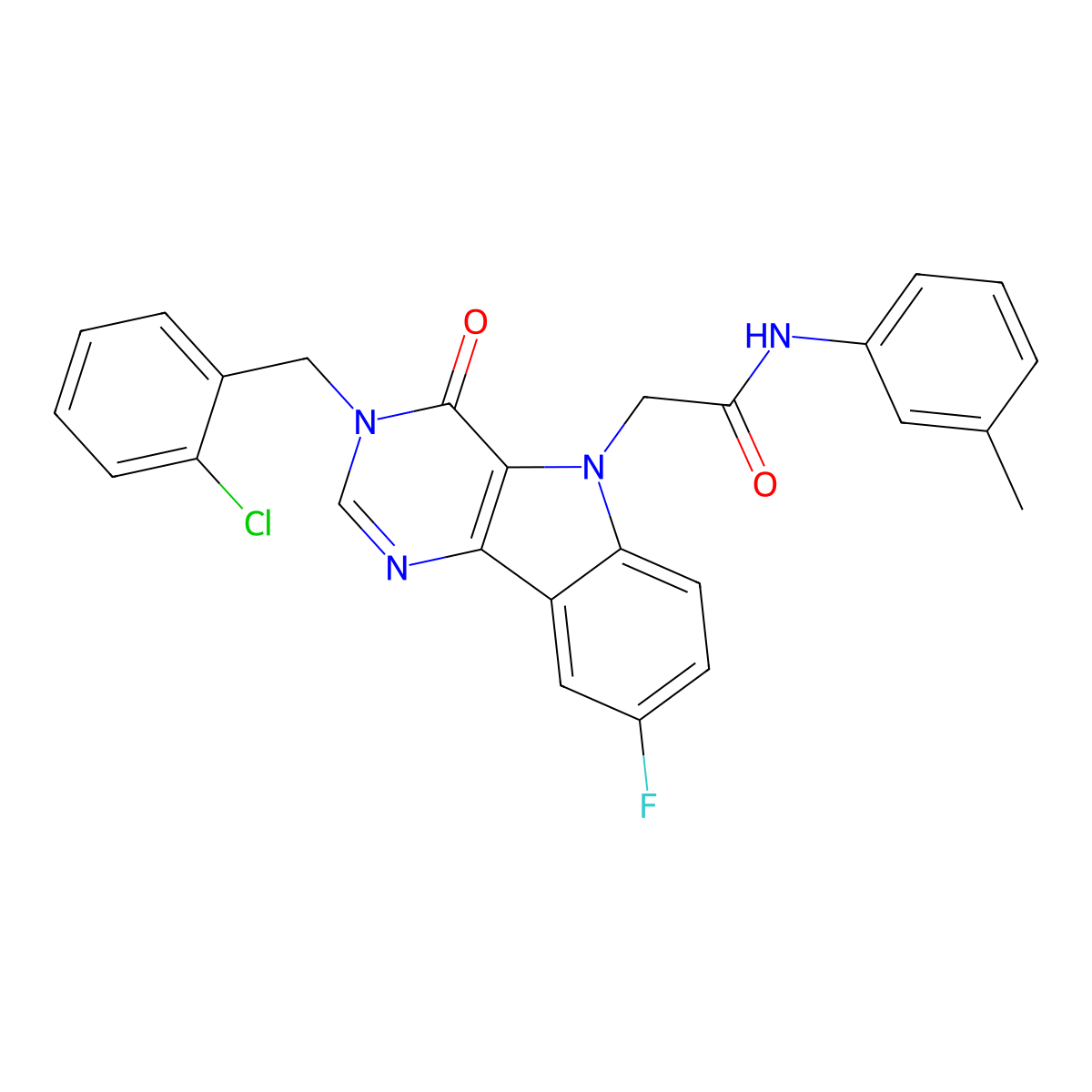 2-(3-(2-chlorobenzyl)-8-fluoro-4-oxo-3H-pyrimido[5,4-b]indol-5(4H)-yl)-N-(m-tolyl)acetamide molecular structure, CAS 1216469-25-8