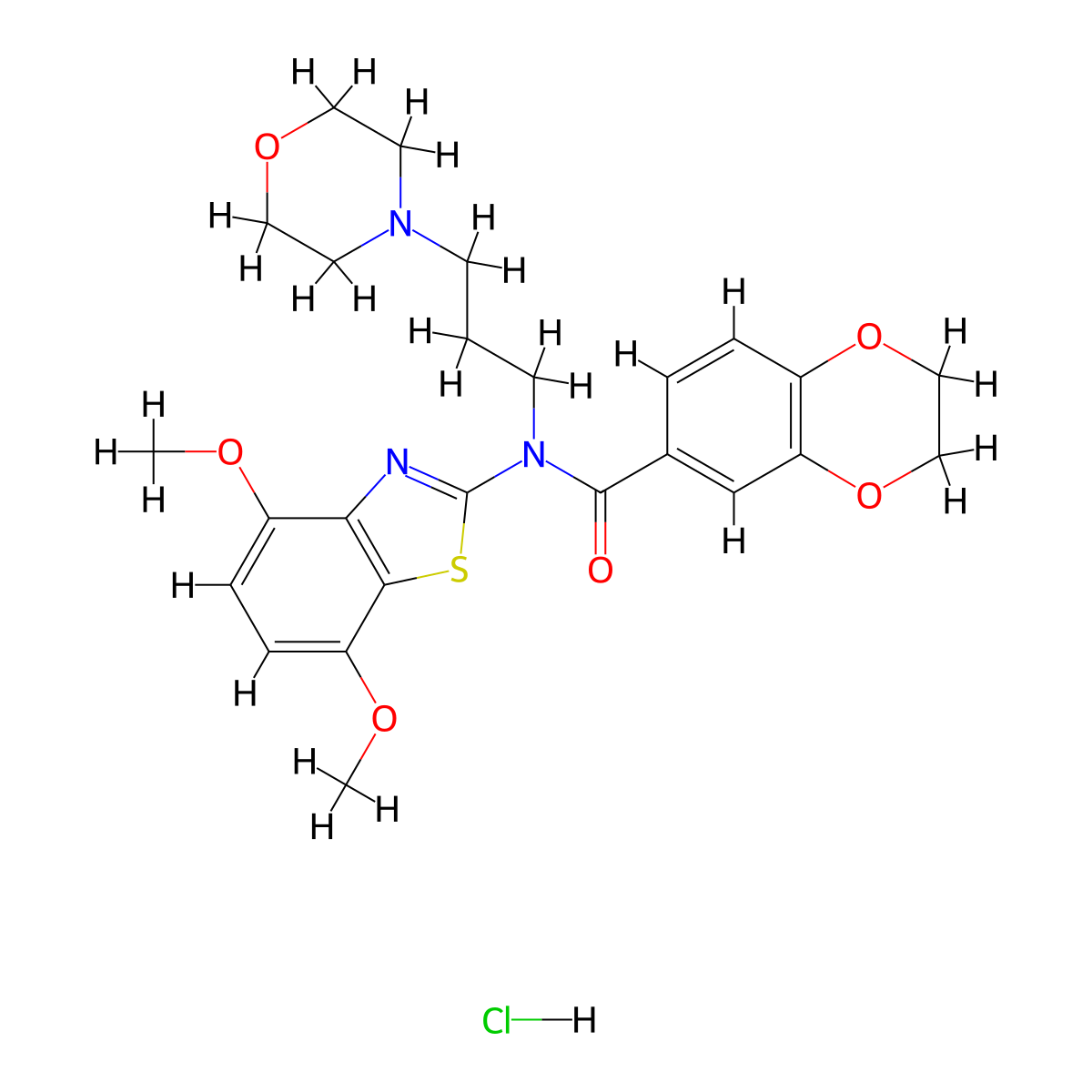 N-(4,7-dimethoxybenzo[d]thiazol-2-yl)-N-(3-morpholinopropyl)-2,3-dihydrobenzo[b][1,4]dioxine-6-carboxamide hydrochloride molecular structure, CAS 1216469-64-5