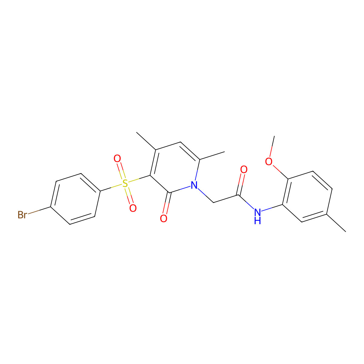 2-[3-(4-bromobenzenesulfonyl)-4,6-dimethyl-2-oxo-1,2-dihydropyridin-1-yl]-N-(2-methoxy-5-methylphenyl)acetamide molecular structure, CAS 1216469-90-7
