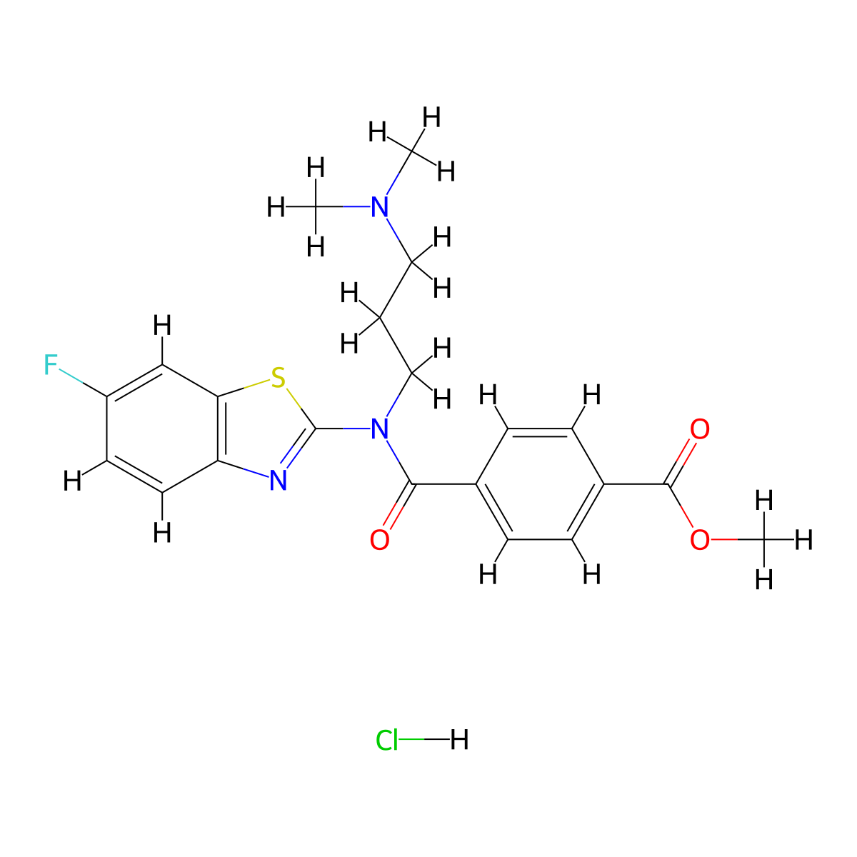 Methyl 4-((3-(dimethylamino)propyl)(6-fluorobenzo[d]thiazol-2-yl)carbamoyl)benzoate hydrochloride molecular structure, CAS 1216471-04-3