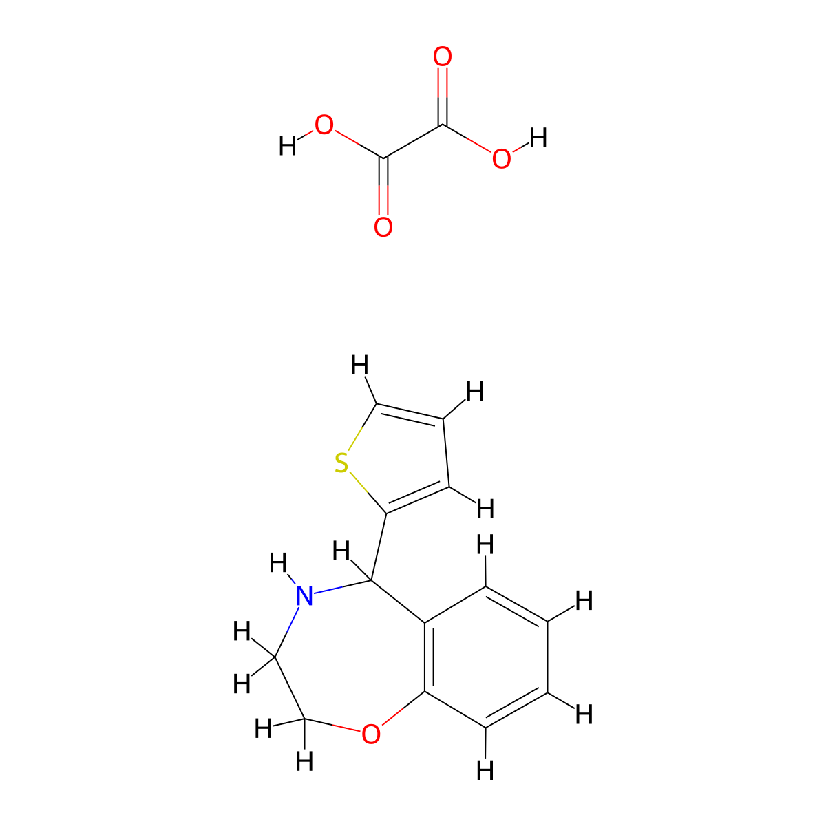 5-(Thiophen-2-yl)-2,3,4,5-tetrahydro-1,4-benzoxazepine; oxalic acid molecular structure, CAS 1216472-49-9