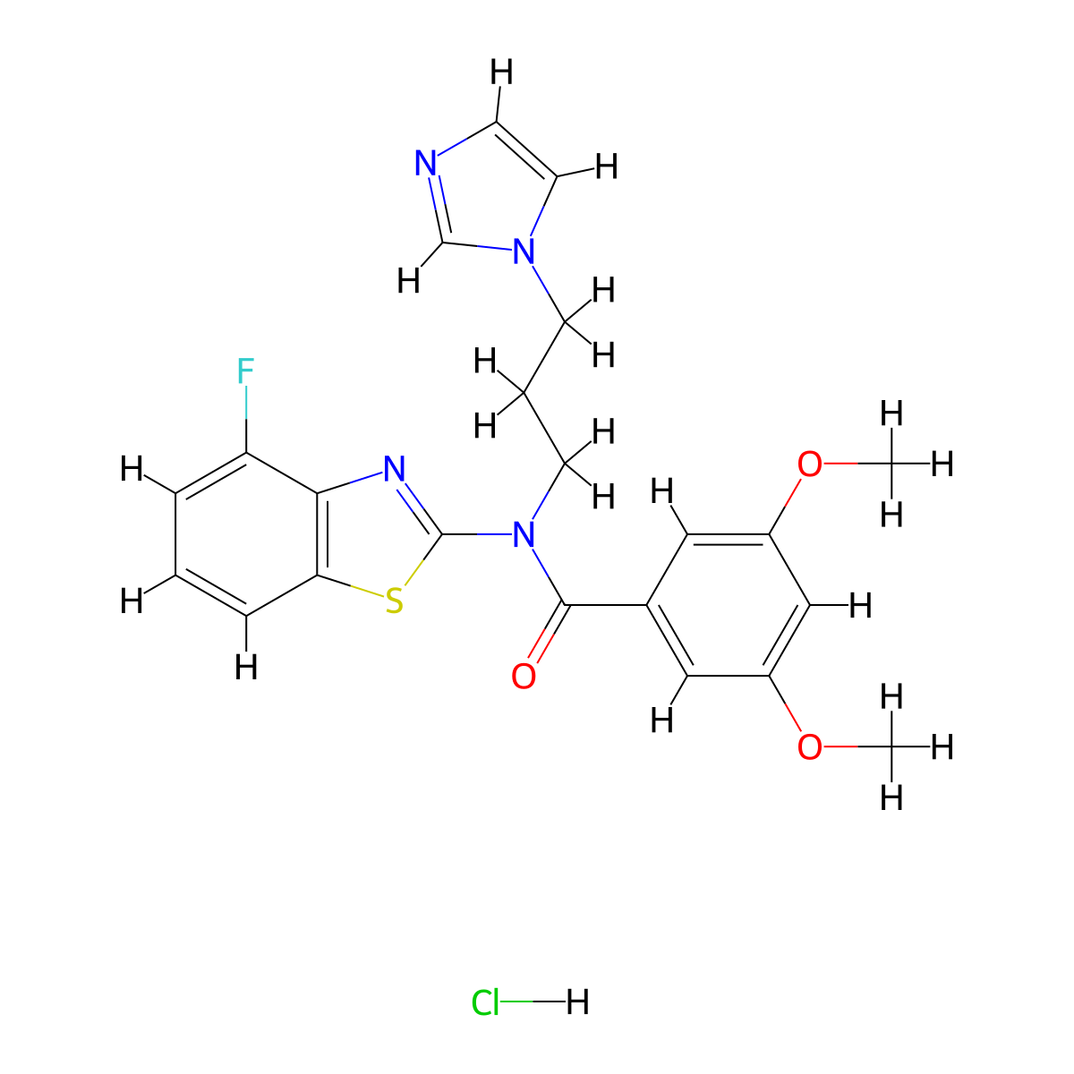 N-(3-(1H-imidazol-1-yl)propyl)-N-(4-fluorobenzo[d]thiazol-2-yl)-3,5-dimethoxybenzamide hydrochloride molecular structure, CAS 1216472-60-4