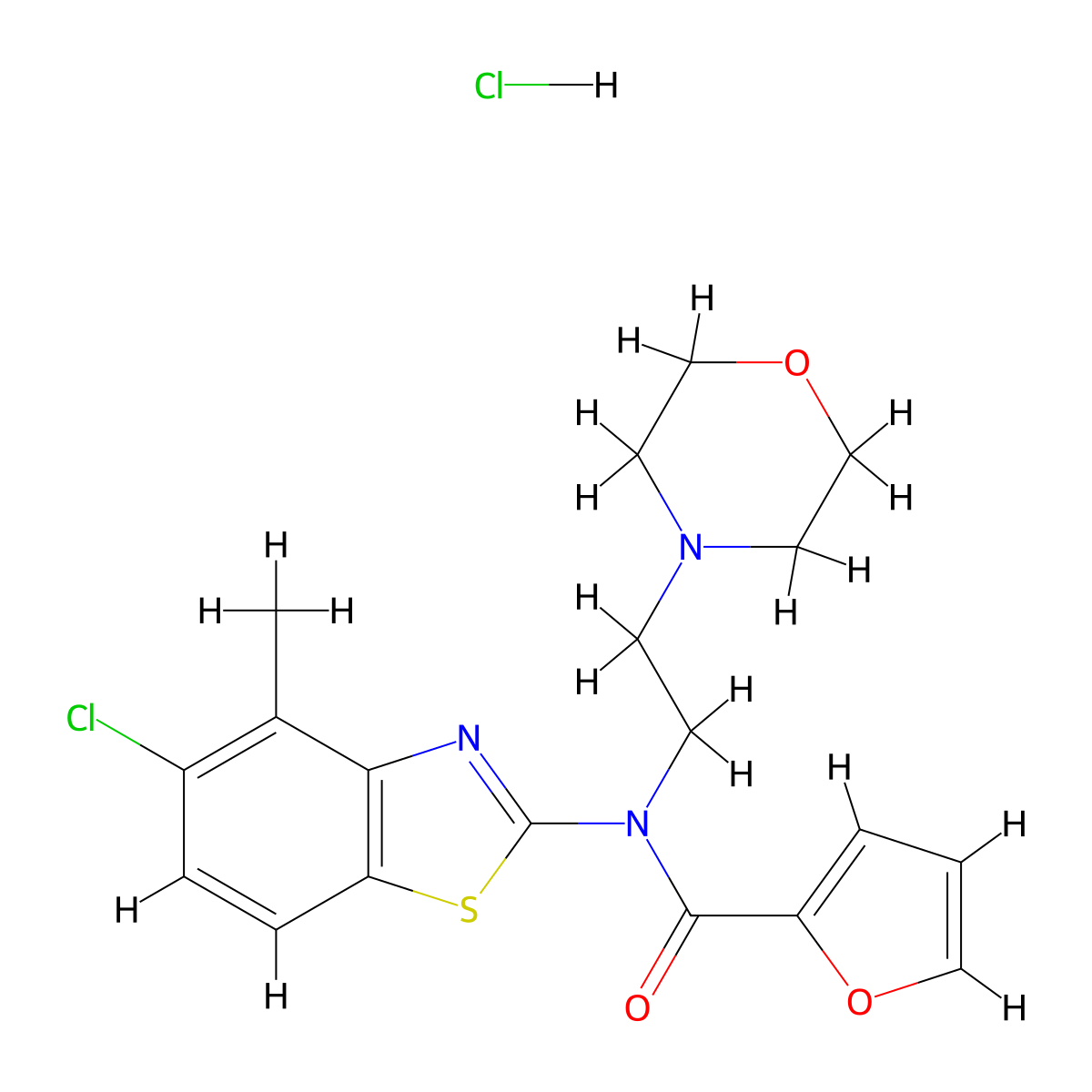 N-(5-chloro-4-methylbenzo[d]thiazol-2-yl)-N-(2-morpholinoethyl)furan-2-carboxamide hydrochloride molecular structure, CAS 1216472-69-3
