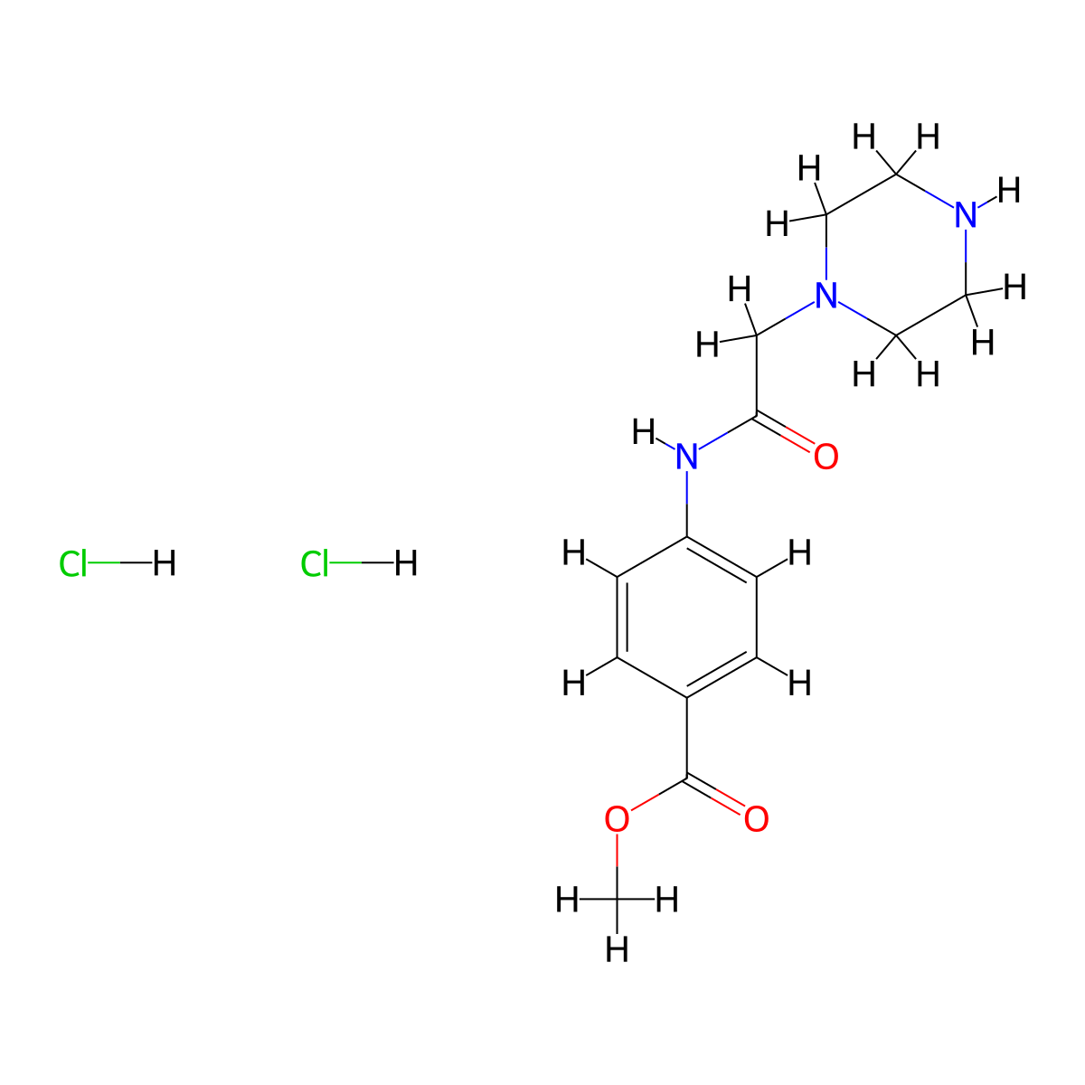 Methyl 4-(2-(piperazin-1-yl)acetamido)benzoate dihydrochloride molecular structure, CAS 1216473-32-3