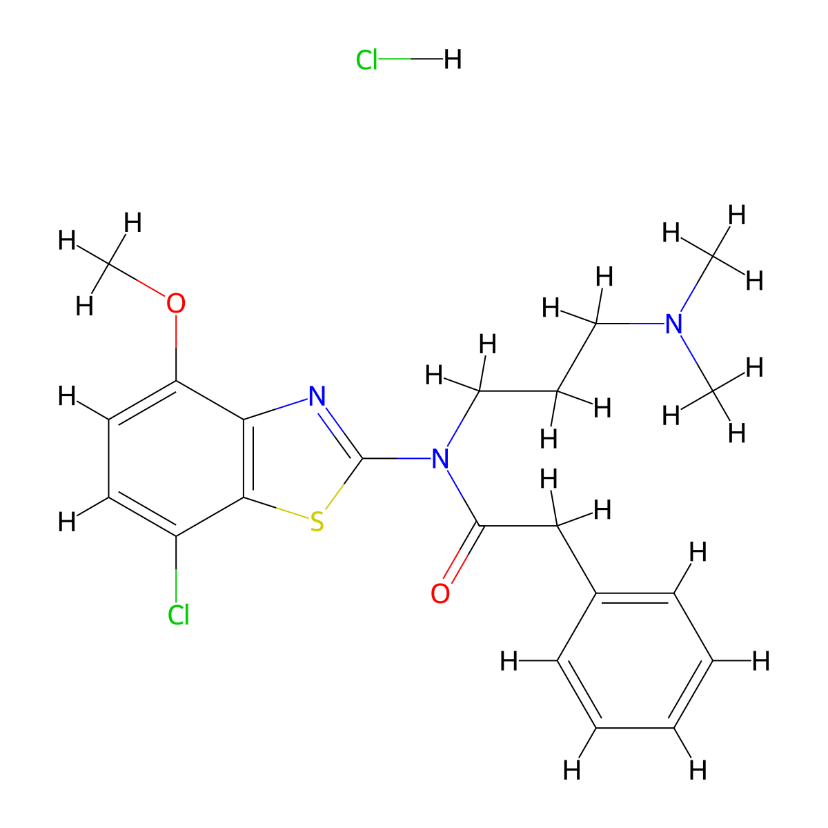 N-(7-chloro-4-methoxybenzo[d]thiazol-2-yl)-N-(3-(dimethylamino)propyl)-2-phenylacetamide hydrochloride molecular structure, CAS 1216473-53-8