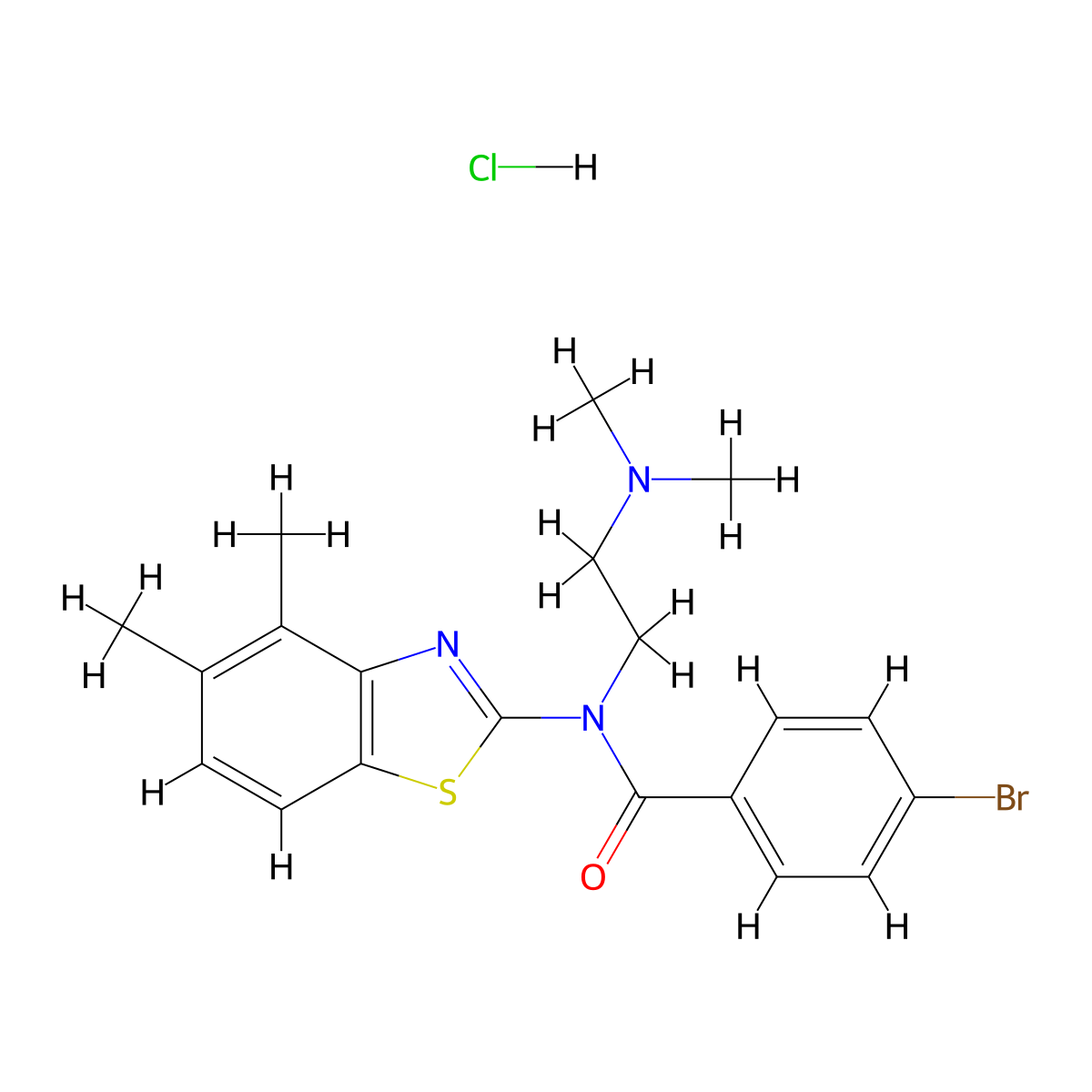 4-bromo-N-(2-(dimethylamino)ethyl)-N-(4,5-dimethylbenzo[d]thiazol-2-yl)benzamide hydrochloride molecular structure, CAS 1216475-34-1