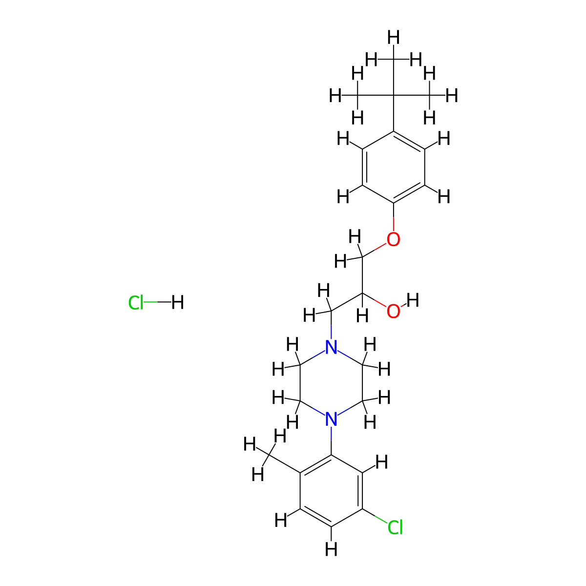 1-(4-(Tert-butyl)phenoxy)-3-(4-(5-chloro-2-methylphenyl)piperazin-1-yl)propan-2-ol hydrochloride molecular structure, CAS 1216475-97-6
