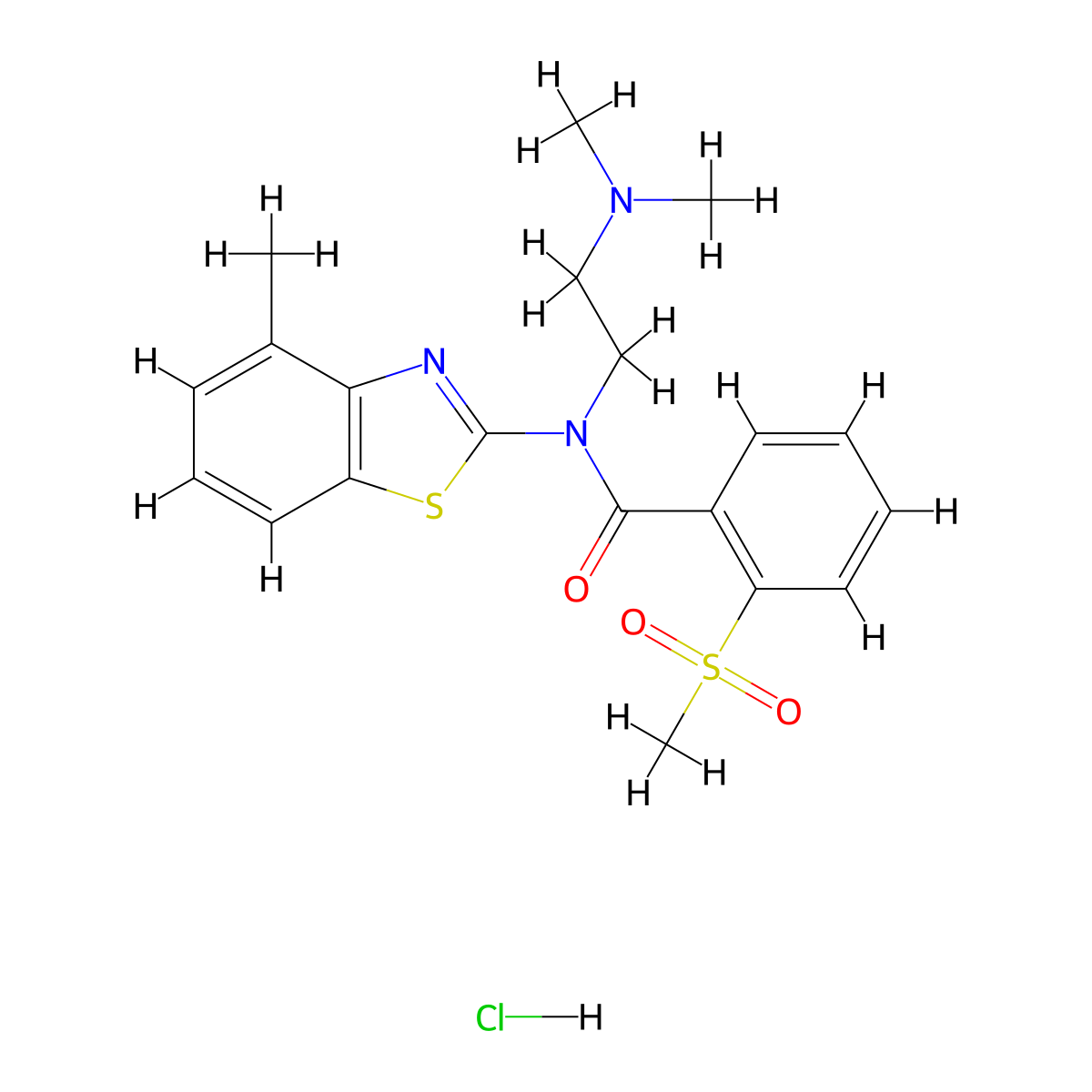 N-(2-(dimethylamino)ethyl)-N-(4-methylbenzo[d]thiazol-2-yl)-2-(methylsulfonyl)benzamide hydrochloride molecular structure, CAS 1216476-57-1