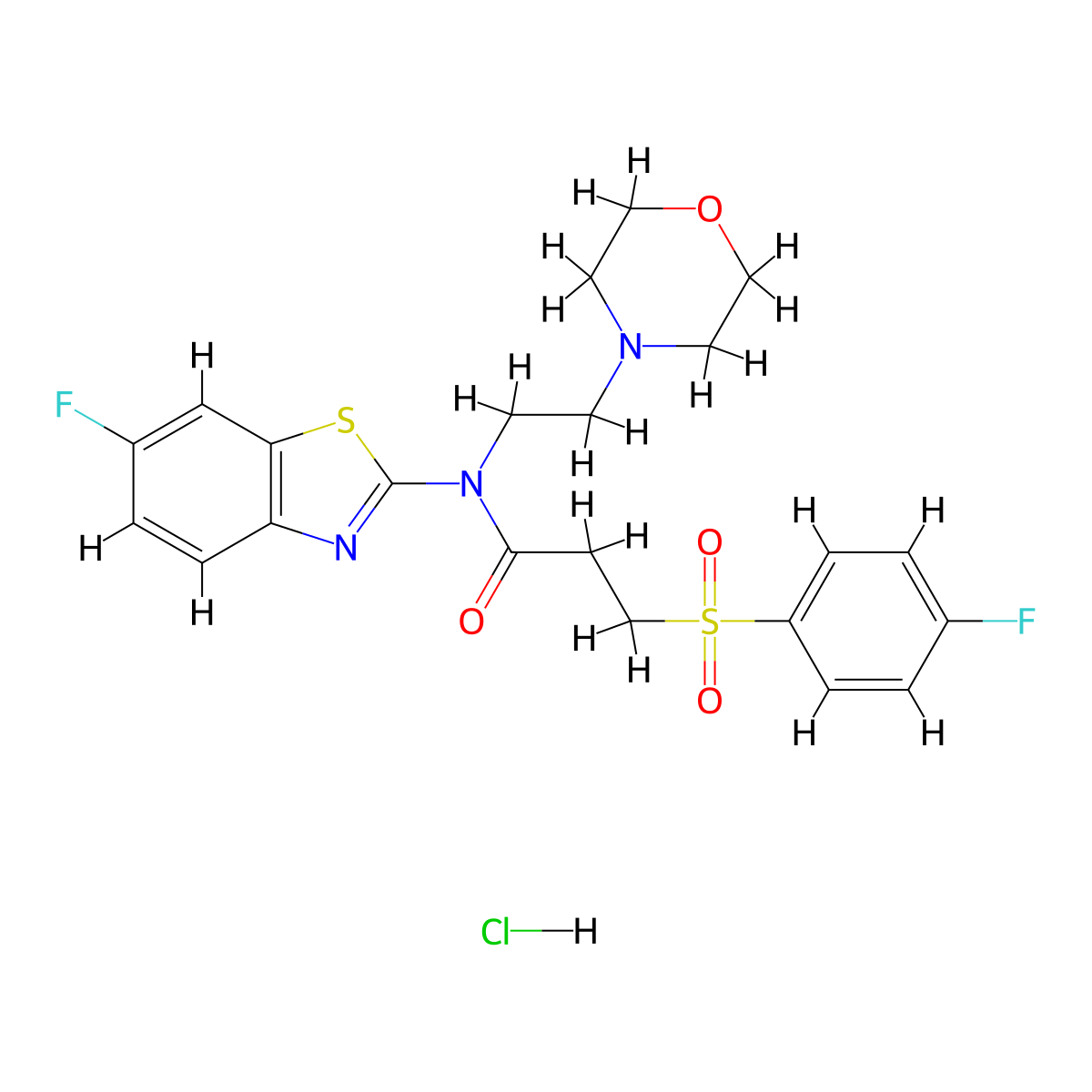 N-(6-fluorobenzo[d]thiazol-2-yl)-3-((4-fluorophenyl)sulfonyl)-N-(2-morpholinoethyl)propanamide hydrochloride molecular structure, CAS 1216477-48-3