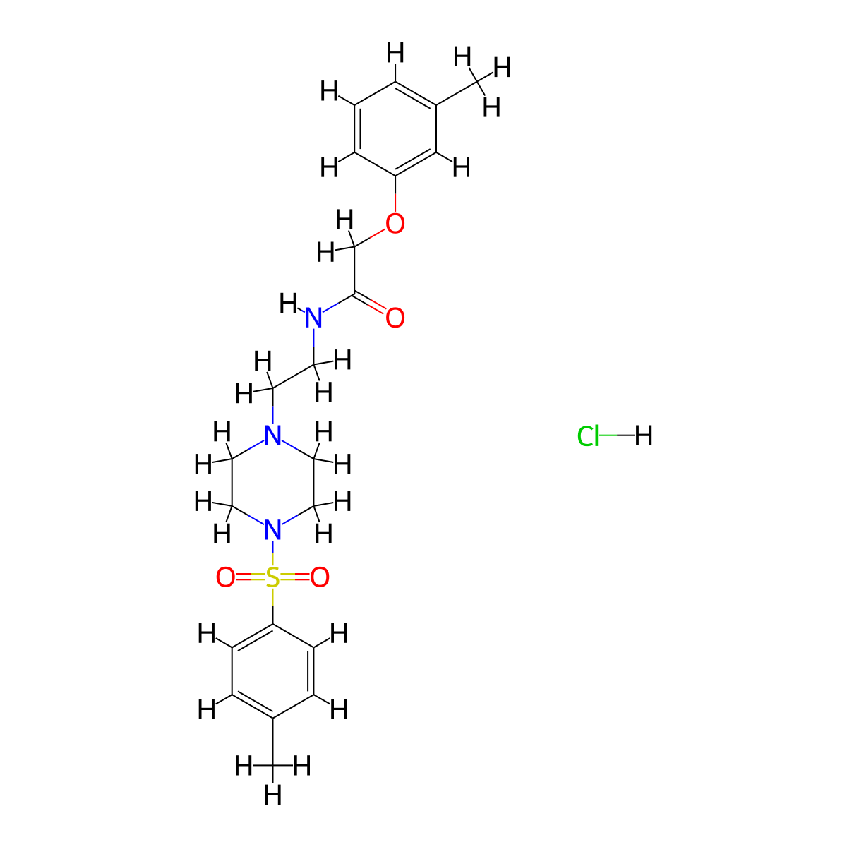 2-(m-tolyloxy)-N-(2-(4-tosylpiperazin-1-yl)ethyl)acetamide hydrochloride molecular structure, CAS 1216477-74-5