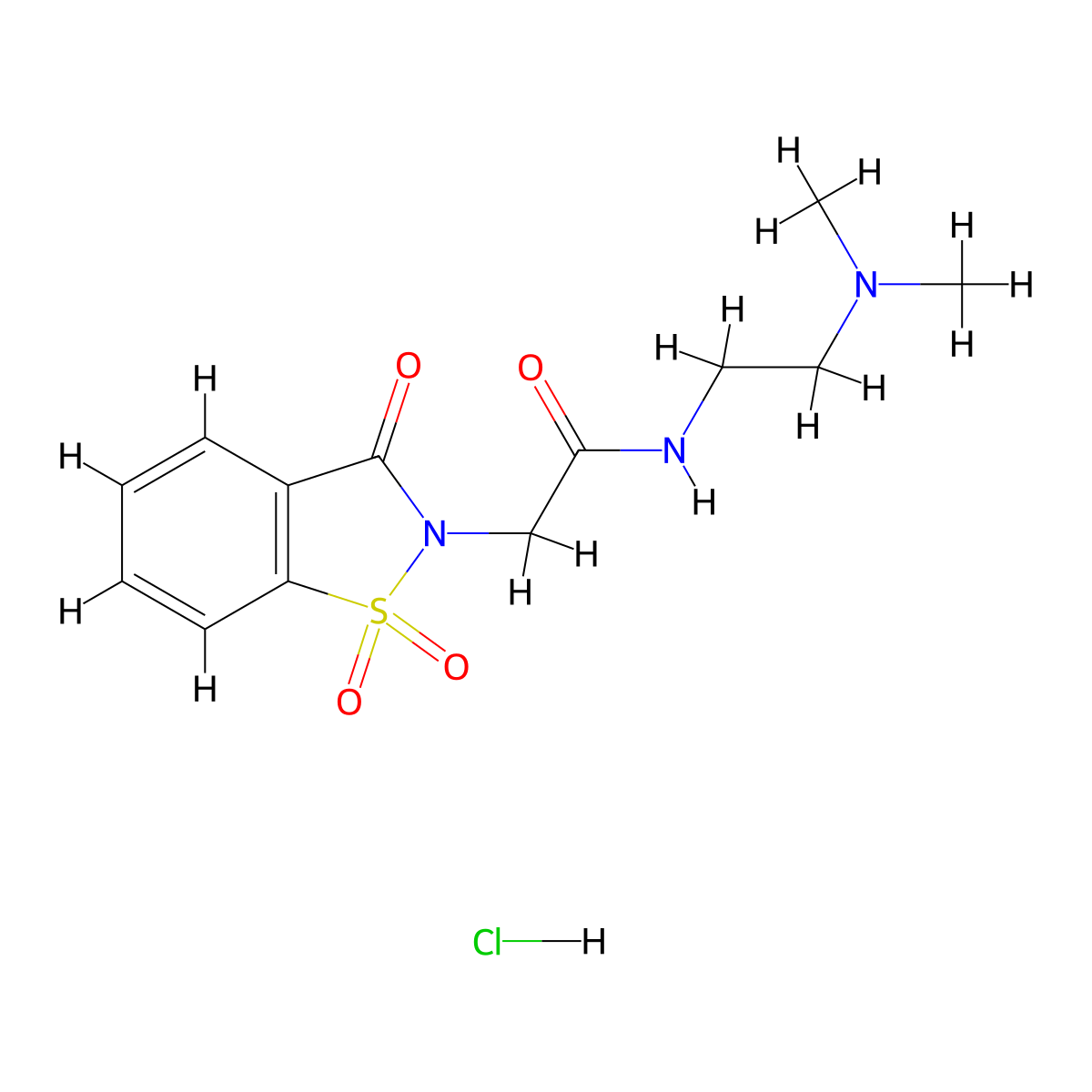 N-(2-(dimethylamino)ethyl)-2-(1,1-dioxido-3-oxobenzo[d]isothiazol-2(3H)-yl)acetamide hydrochloride molecular structure, CAS 1216477-78-9