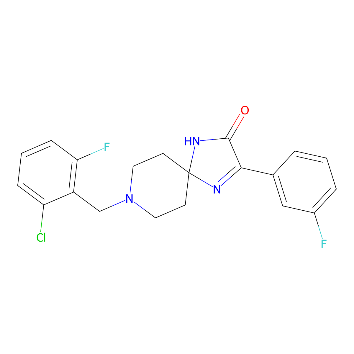 8-(2-Chloro-6-fluorobenzyl)-3-(3-fluorophenyl)-1,4,8-triazaspiro[4.5]dec-3-en-2-one molecular structure, CAS 1216479-70-7