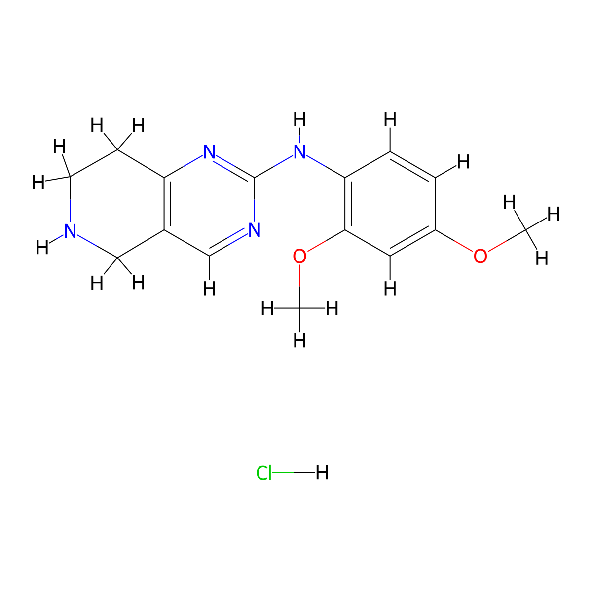 N-(2,4-Dimethoxyphenyl)-5,6,7,8-tetrahydropyrido[4,3-d]pyrimidin-2-amine;hydrochloride molecular structure, CAS 1216481-77-4
