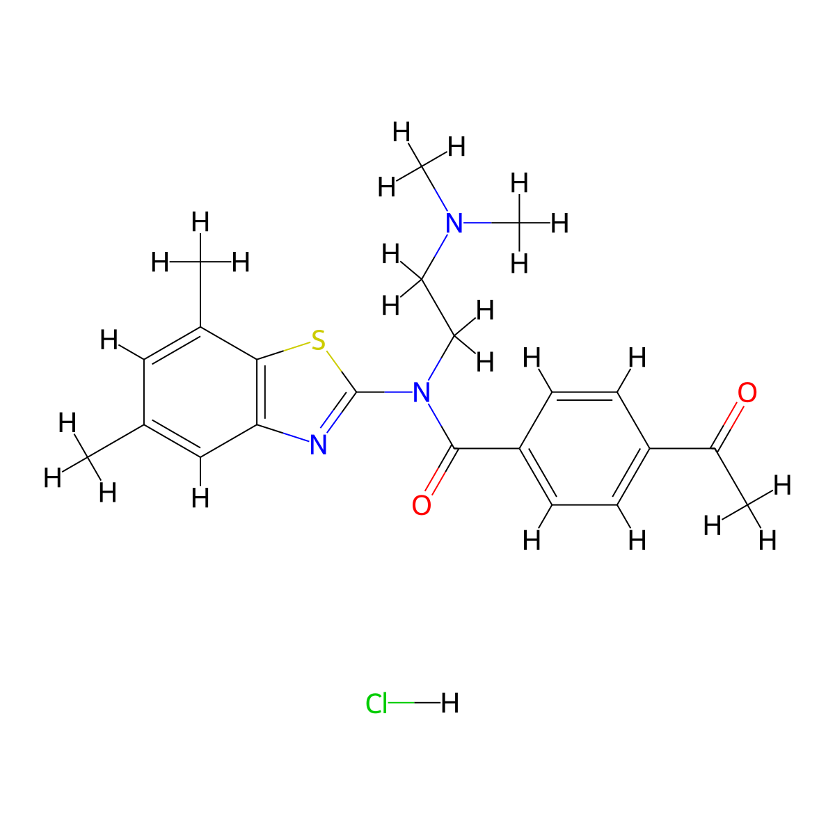 4-acetyl-N-(2-(dimethylamino)ethyl)-N-(5,7-dimethylbenzo[d]thiazol-2-yl)benzamide hydrochloride molecular structure, CAS 1216481-97-8