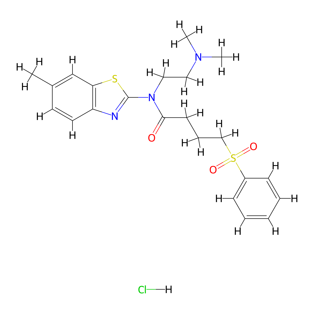 N-(2-(dimethylamino)ethyl)-N-(6-methylbenzo[d]thiazol-2-yl)-4-(phenylsulfonyl)butanamide hydrochloride molecular structure, CAS 1216482-17-5