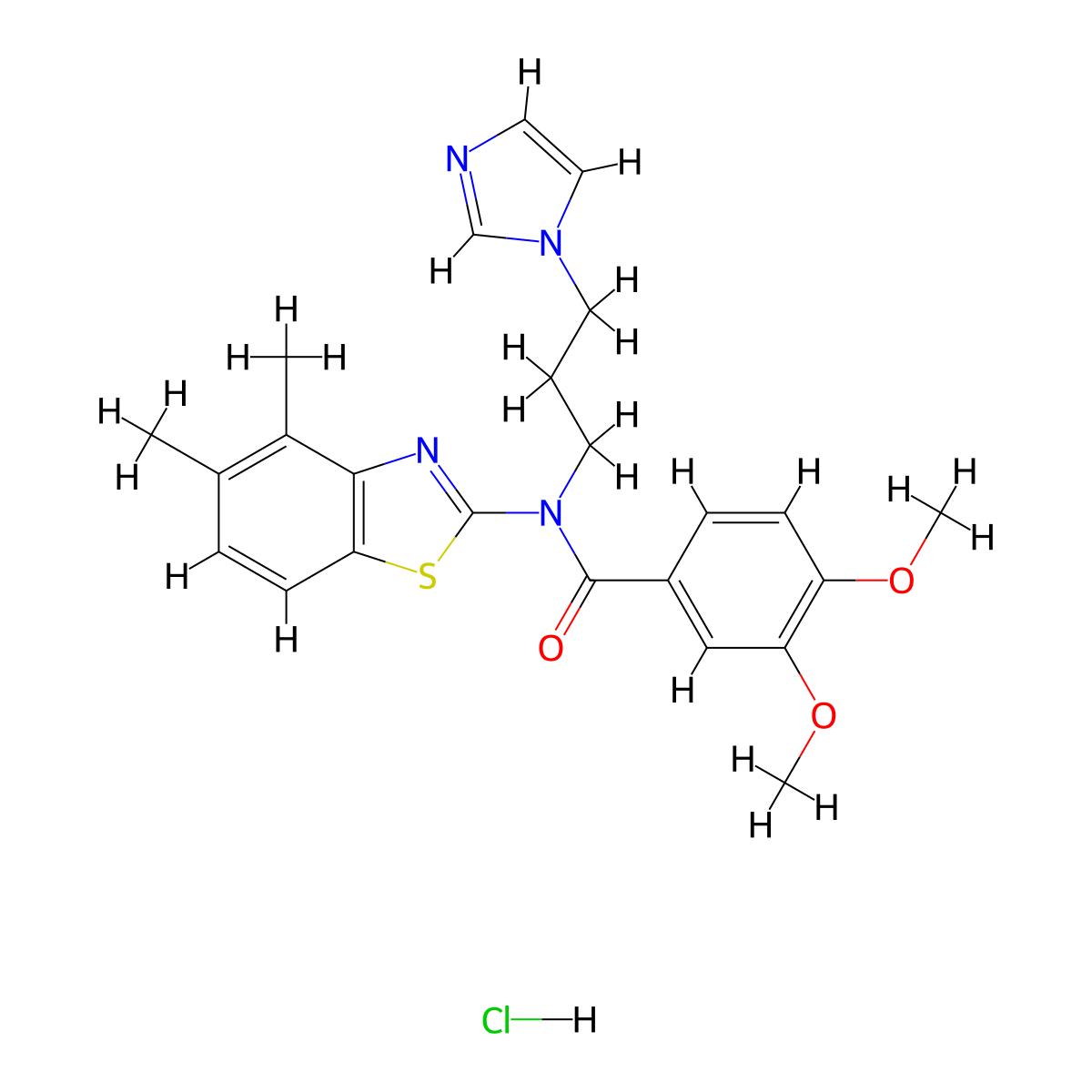 N-(3-(1H-imidazol-1-yl)propyl)-N-(4,5-dimethylbenzo[d]thiazol-2-yl)-3,4-dimethoxybenzamide hydrochloride molecular structure, CAS 1216482-20-0