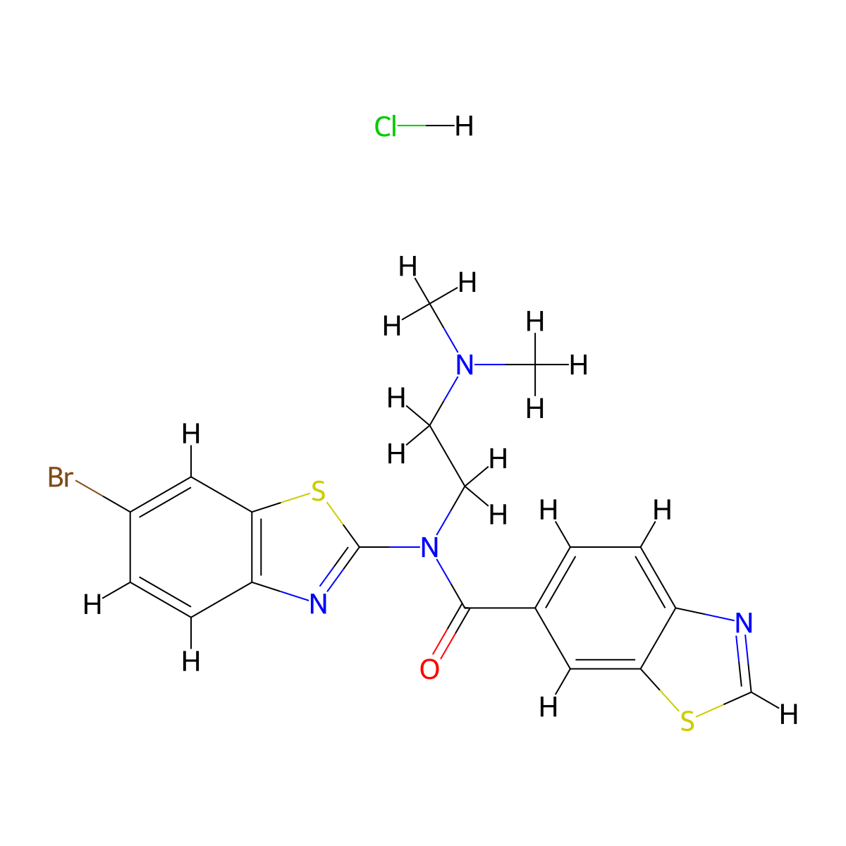 N-(6-bromobenzo[d]thiazol-2-yl)-N-(2-(dimethylamino)ethyl)benzo[d]thiazole-6-carboxamide hydrochloride molecular structure, CAS 1216482-29-9