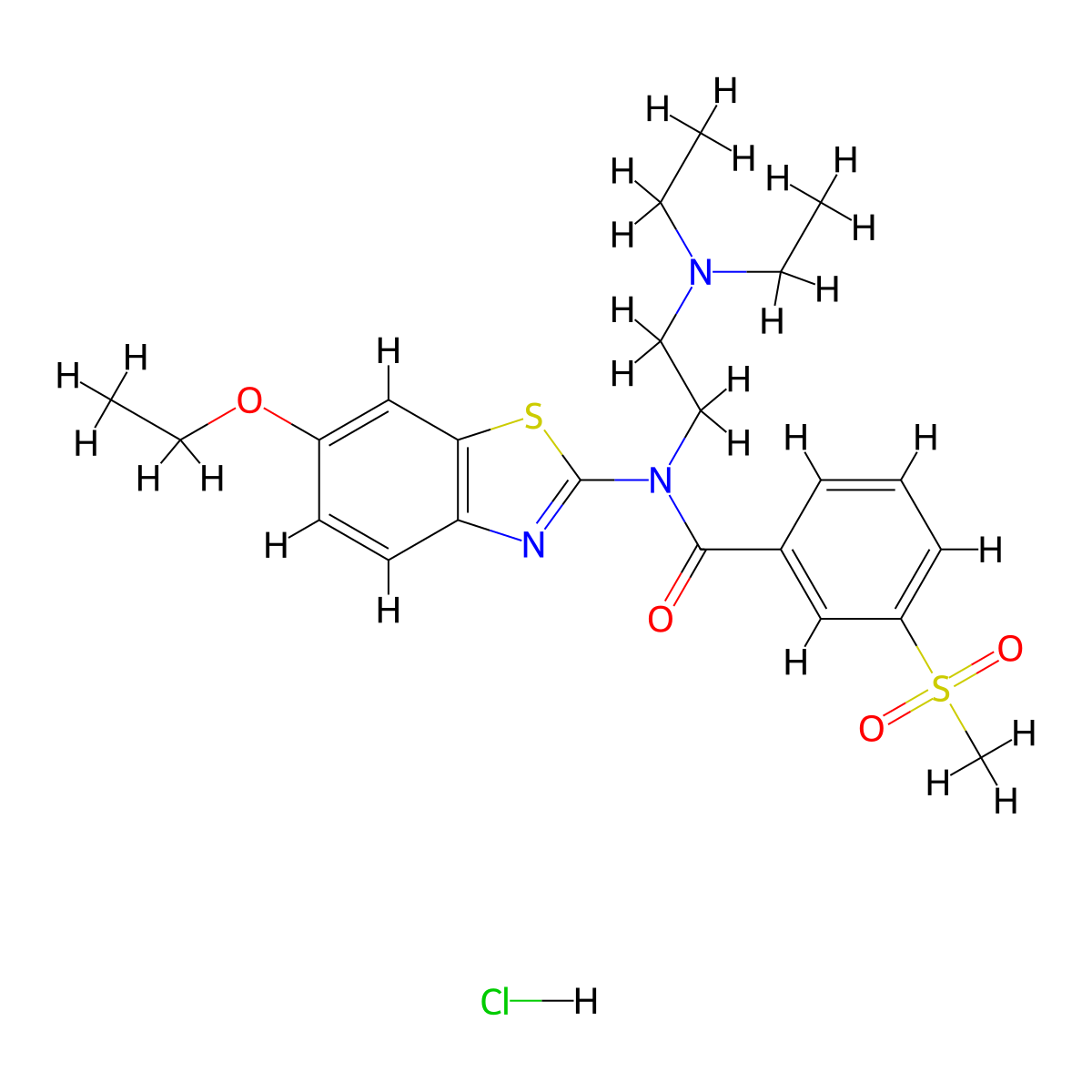 N-(2-(diethylamino)ethyl)-N-(6-ethoxybenzo[d]thiazol-2-yl)-3-(methylsulfonyl)benzamide hydrochloride molecular structure, CAS 1216483-11-2