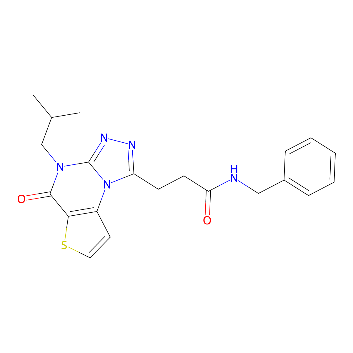 N-benzyl-3-(4-isobutyl-5-oxo-4,5-dihydrothieno[2,3-e][1,2,4]triazolo[4,3-a]pyrimidin-1-yl)propanamide molecular structure, CAS 1216483-87-2