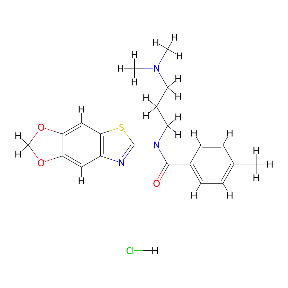N-[3-(dimethylamino)propyl]-N-{4,6-dioxa-10-thia-12-azatricyclo[7.3.0.0^{3,7}]dodeca-1(9),2,7,11-tetraen-11-yl}-4-methylbenzamide hydrochloride molecular structure, CAS 1216484-15-9