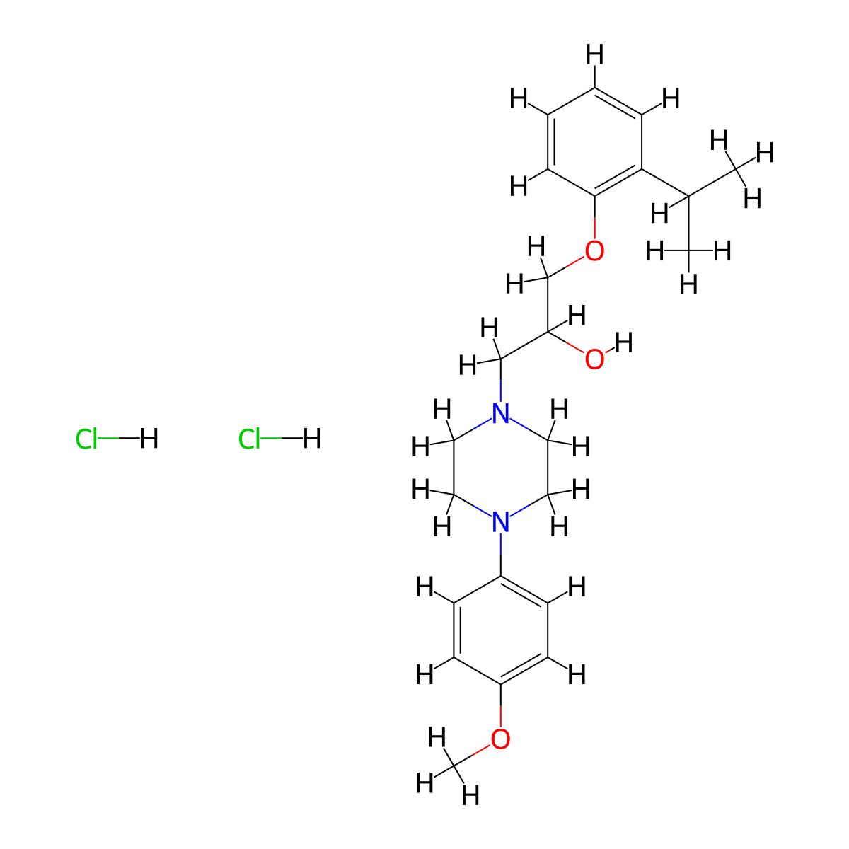 1-(2-Isopropylphenoxy)-3-(4-(4-methoxyphenyl)piperazin-1-yl)propan-2-ol dihydrochloride molecular structure, CAS 1216486-10-0