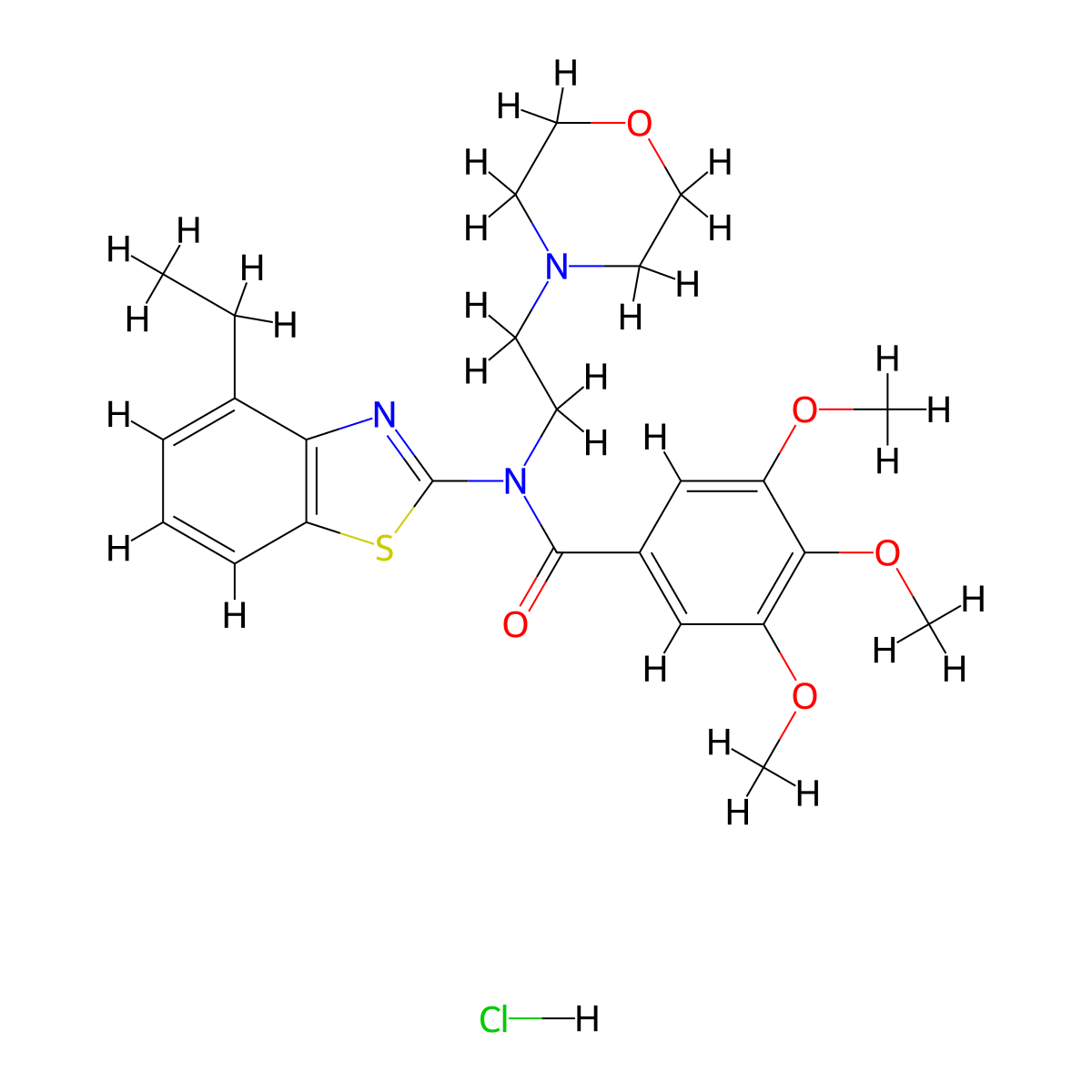 N-(4-ethylbenzo[d]thiazol-2-yl)-3,4,5-trimethoxy-N-(2-morpholinoethyl)benzamide hydrochloride molecular structure, CAS 1216486-39-3