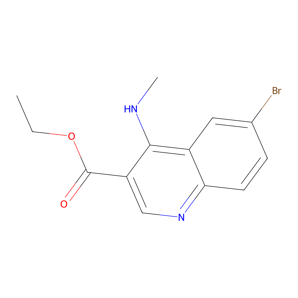 Ethyl 6-bromo-4-(methylamino)quinoline-3-carboxylate molecular structure, CAS 1216486-66-6