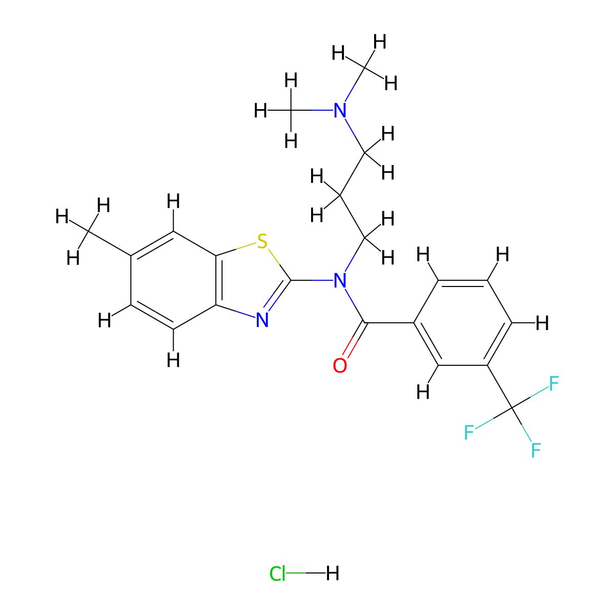 N-[3-(Dimethylamino)propyl]-N-(6-methyl-1,3-benzothiazol-2-YL)-3-(trifluoromethyl)benzamide hydrochloride molecular structure, CAS 1216486-68-8