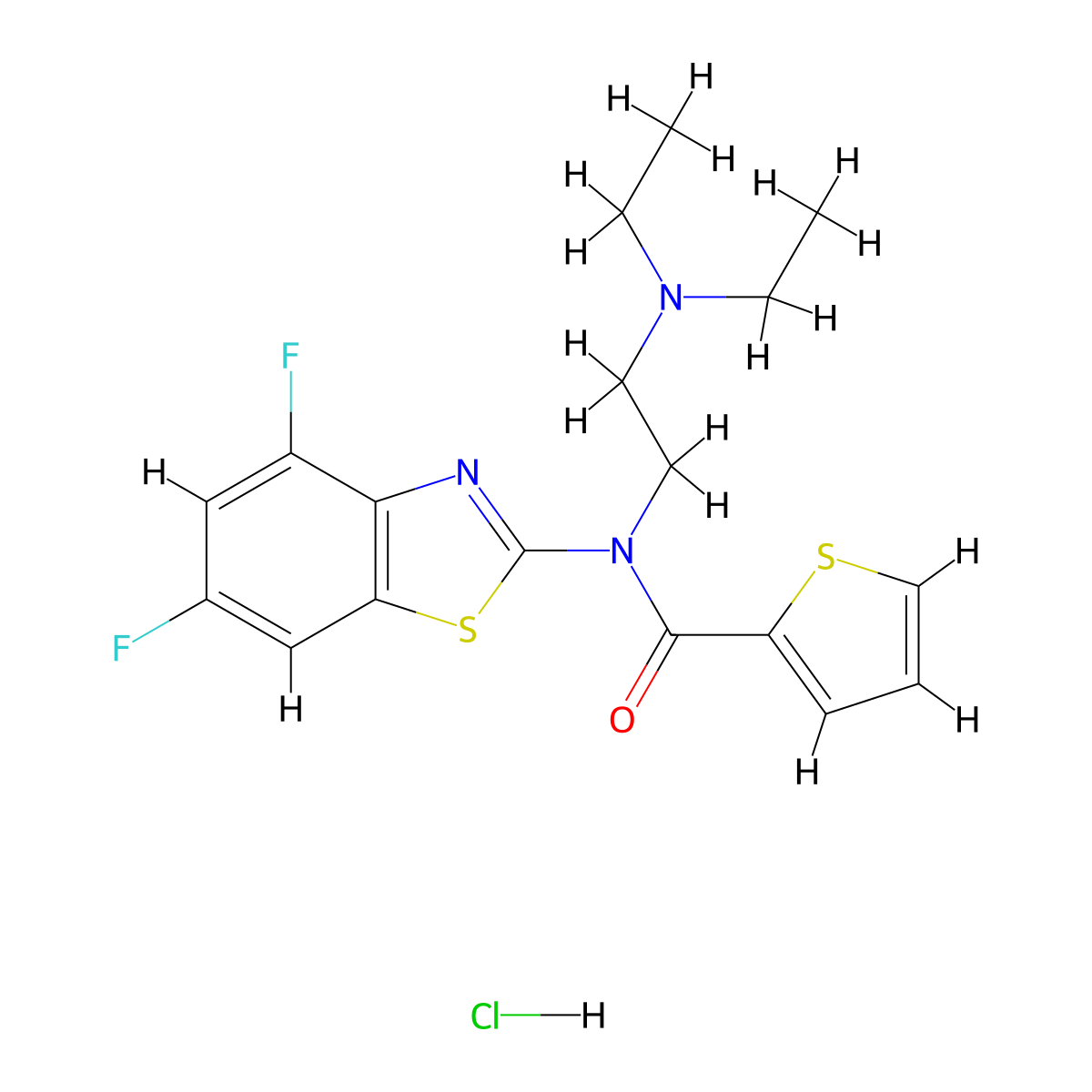 N-(2-(diethylamino)ethyl)-N-(4,6-difluorobenzo[d]thiazol-2-yl)thiophene-2-carboxamide hydrochloride molecular structure, CAS 1216486-84-8