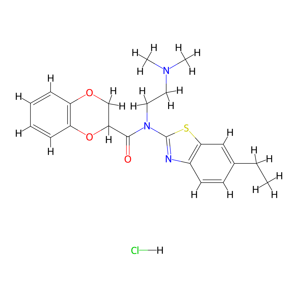 N-(2-(dimethylamino)ethyl)-N-(6-ethylbenzo[d]thiazol-2-yl)-2,3-dihydrobenzo[b][1,4]dioxine-2-carboxamide hydrochloride molecular structure, CAS 1216487-75-0