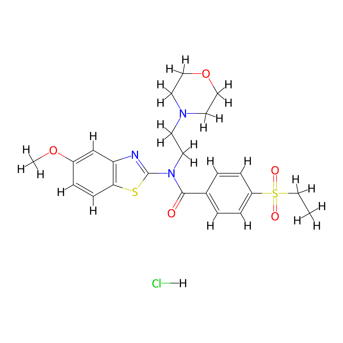 4-(ethylsulfonyl)-N-(5-methoxybenzo[d]thiazol-2-yl)-N-(2-morpholinoethyl)benzamide hydrochloride molecular structure, CAS 1216487-91-0