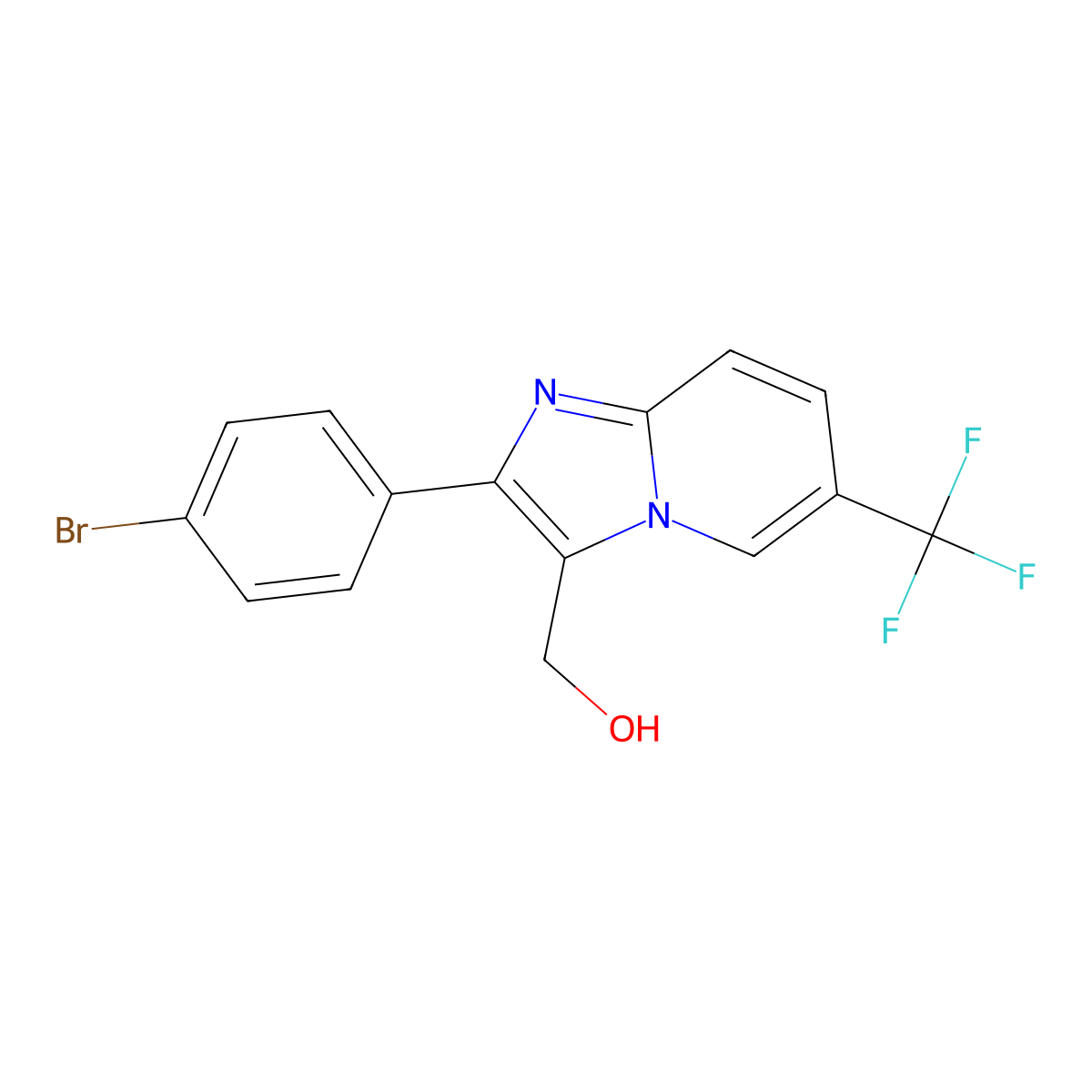 (2-(4-Bromophenyl)-6-(trifluoromethyl)imidazo[1,2-a]pyridin-3-yl)methanol molecular structure, CAS 1216488-91-3