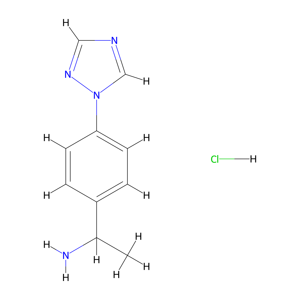 {1-[4-(1H-1,2,4-Triazol-1-yl)phenyl]ethyl}amine hydrochloride molecular structure, CAS 1216490-04-8