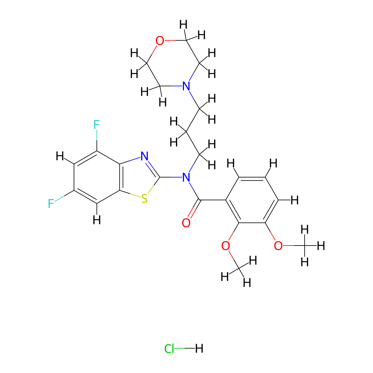 N-(4,6-difluorobenzo[d]thiazol-2-yl)-2,3-dimethoxy-N-(3-morpholinopropyl)benzamide hydrochloride molecular structure, CAS 1216490-20-8