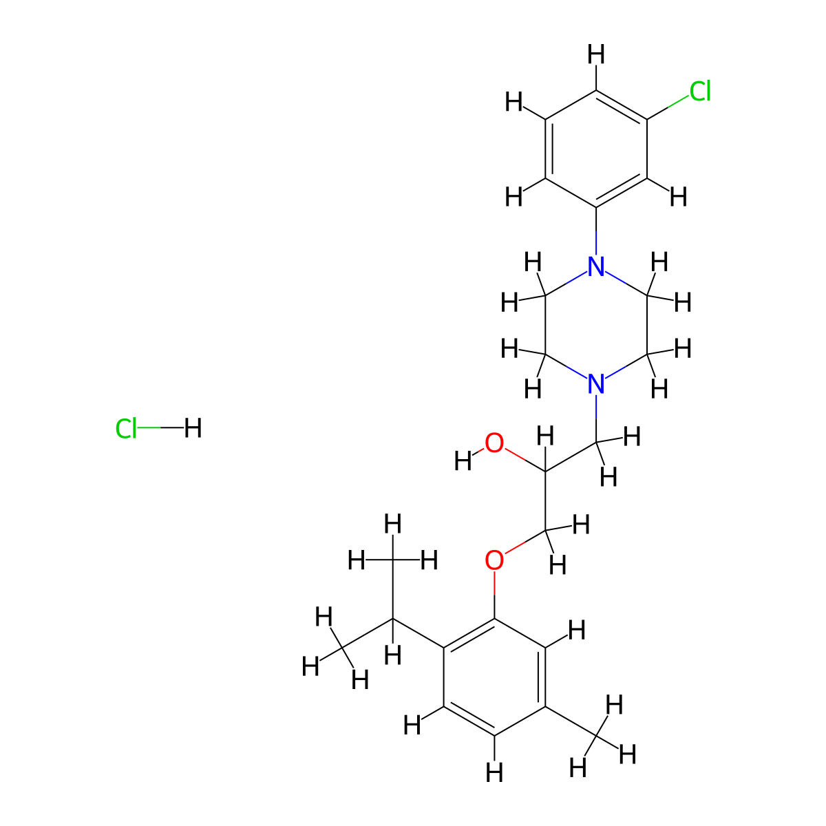 1-(4-(3-Chlorophenyl)piperazin-1-yl)-3-(2-isopropyl-5-methylphenoxy)propan-2-ol hydrochloride molecular structure, CAS 1216491-81-4