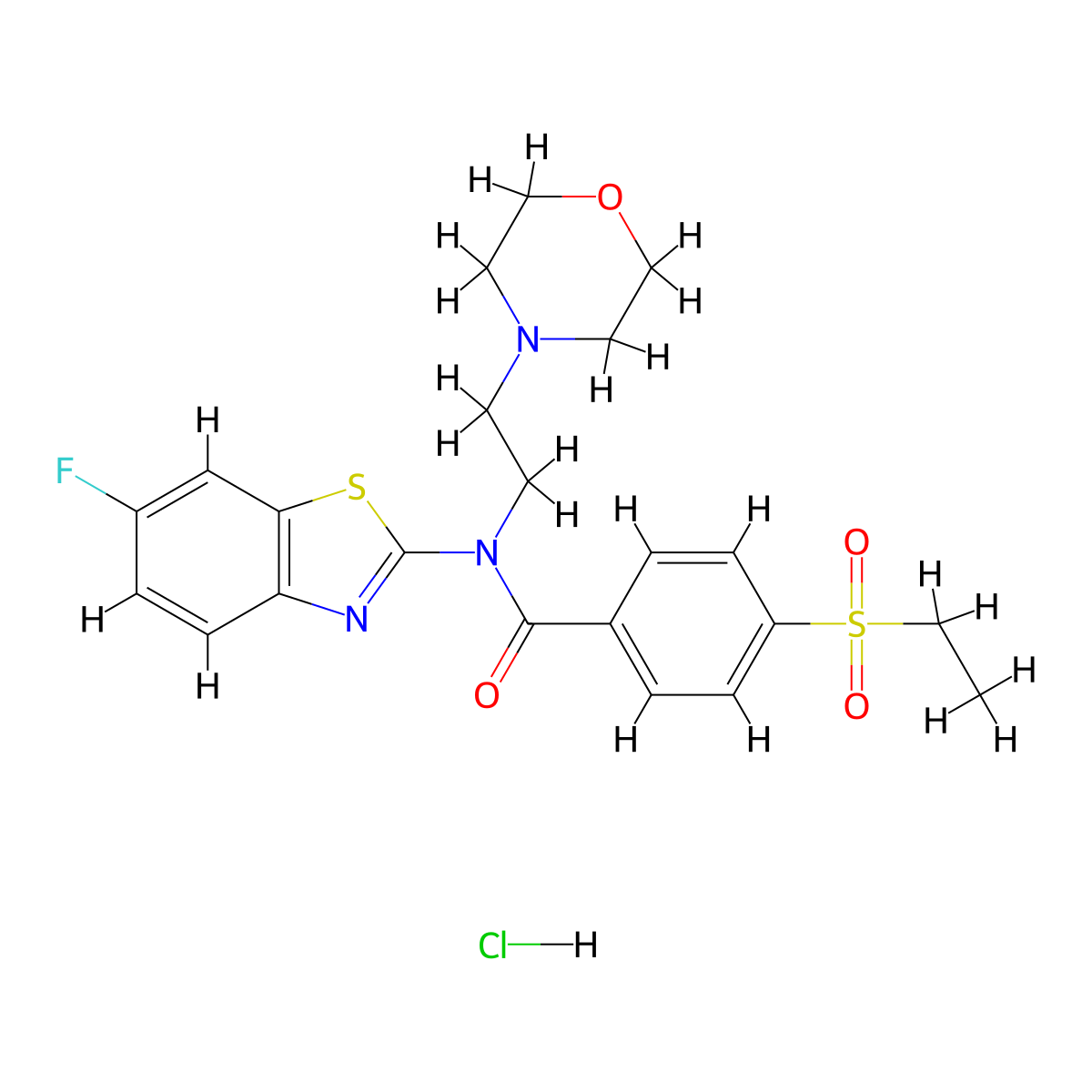 4-(ethylsulfonyl)-N-(6-fluorobenzo[d]thiazol-2-yl)-N-(2-morpholinoethyl)benzamide hydrochloride molecular structure, CAS 1216494-27-7
