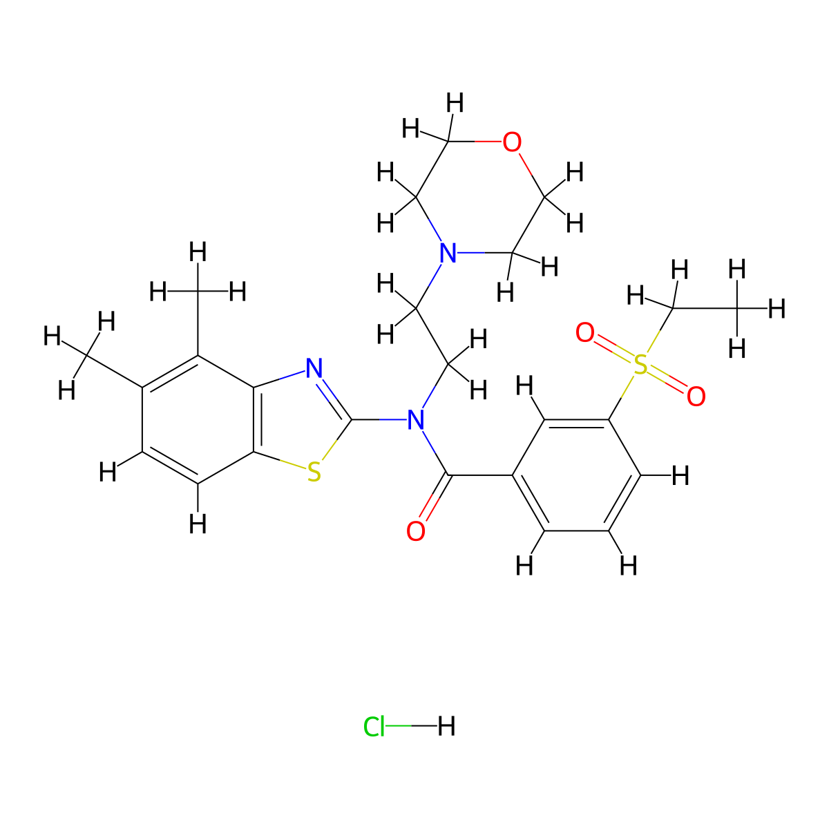 N-(4,5-dimethylbenzo[d]thiazol-2-yl)-3-(ethylsulfonyl)-N-(2-morpholinoethyl)benzamide hydrochloride molecular structure, CAS 1216494-97-1