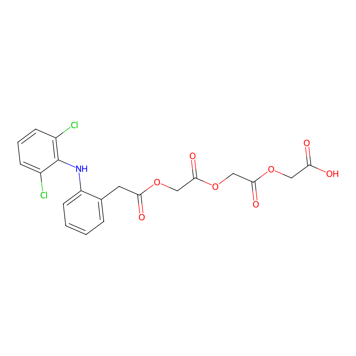 Diacetic aceclofenac molecular structure, CAS 1216495-92-9