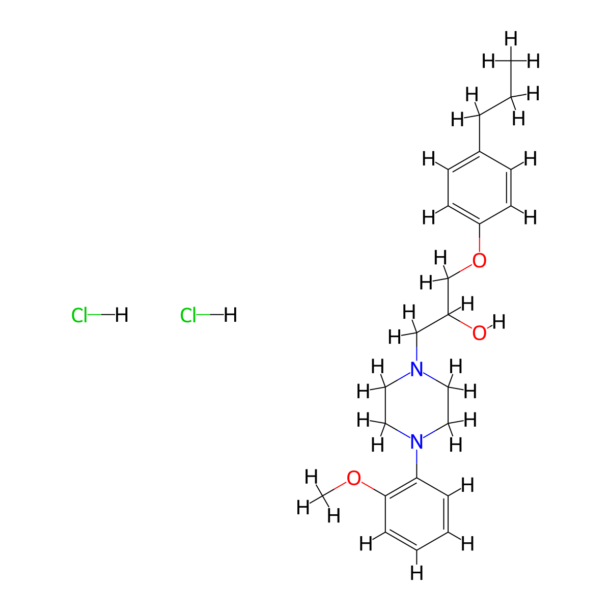 1-(4-(2-Methoxyphenyl)piperazin-1-yl)-3-(4-propylphenoxy)propan-2-ol dihydrochloride molecular structure, CAS 1216496-25-1