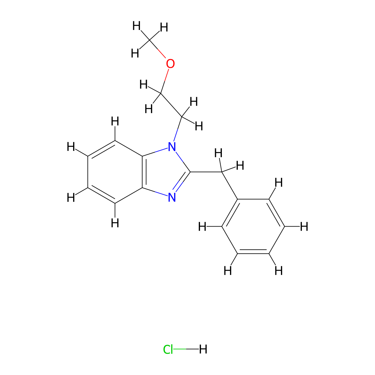 2-benzyl-1-(2-methoxyethyl)-1H-benzo[d]imidazole hydrochloride molecular structure, CAS 1216499-01-2