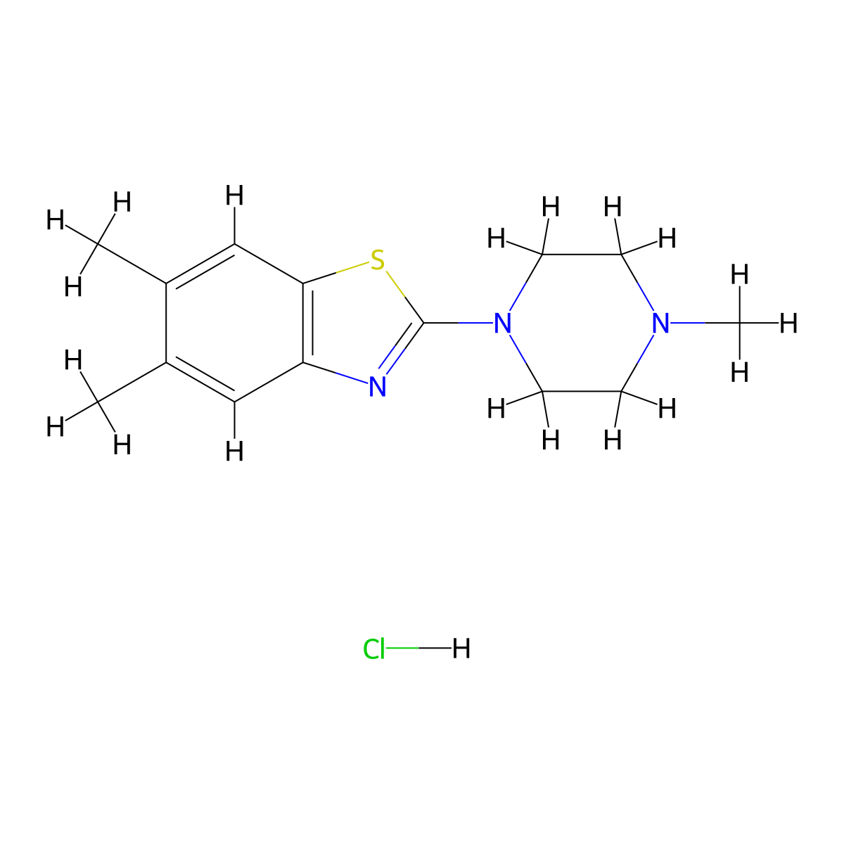 5,6-Dimethyl-2-(4-methylpiperazin-1-YL)-1,3-benzothiazole hydrochloride molecular structure, CAS 1216499-16-9