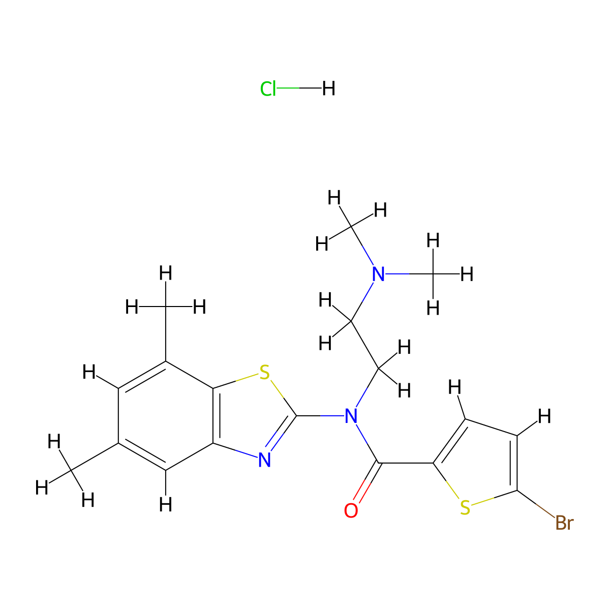5-bromo-N-(2-(dimethylamino)ethyl)-N-(5,7-dimethylbenzo[d]thiazol-2-yl)thiophene-2-carboxamide hydrochloride molecular structure, CAS 1216499-73-8