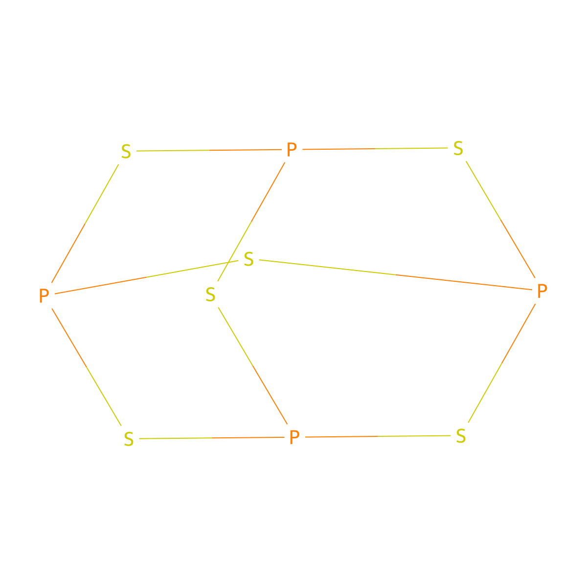 Tetraphosphorus hexasulfide molecular structure, CAS 12165-71-8