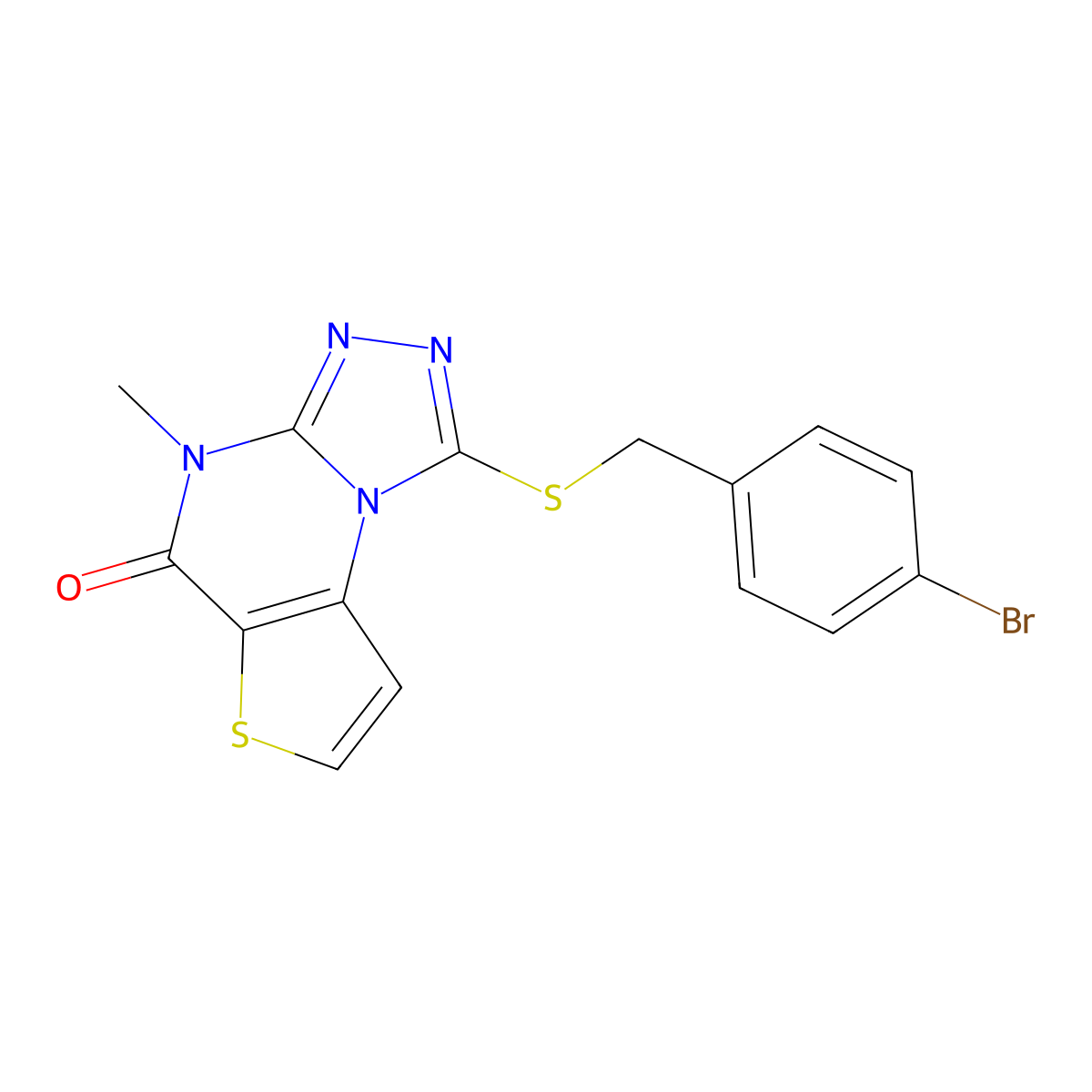 1-((4-bromobenzyl)thio)-4-methylthieno[2,3-e][1,2,4]triazolo[4,3-a]pyrimidin-5(4H)-one molecular structure, CAS 1216500-45-6