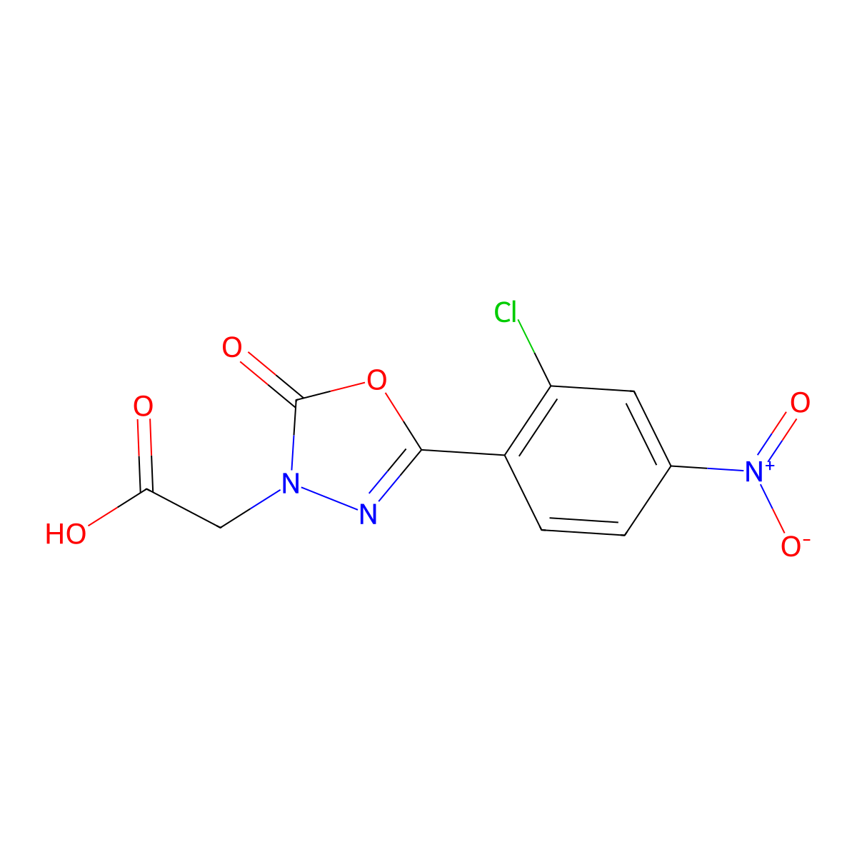 [5-(2-Chloro-4-nitrophenyl)-2-oxo-1,3,4-oxadiazol-3(2H)-yl]acetic acid molecular structure, CAS 1216502-69-0