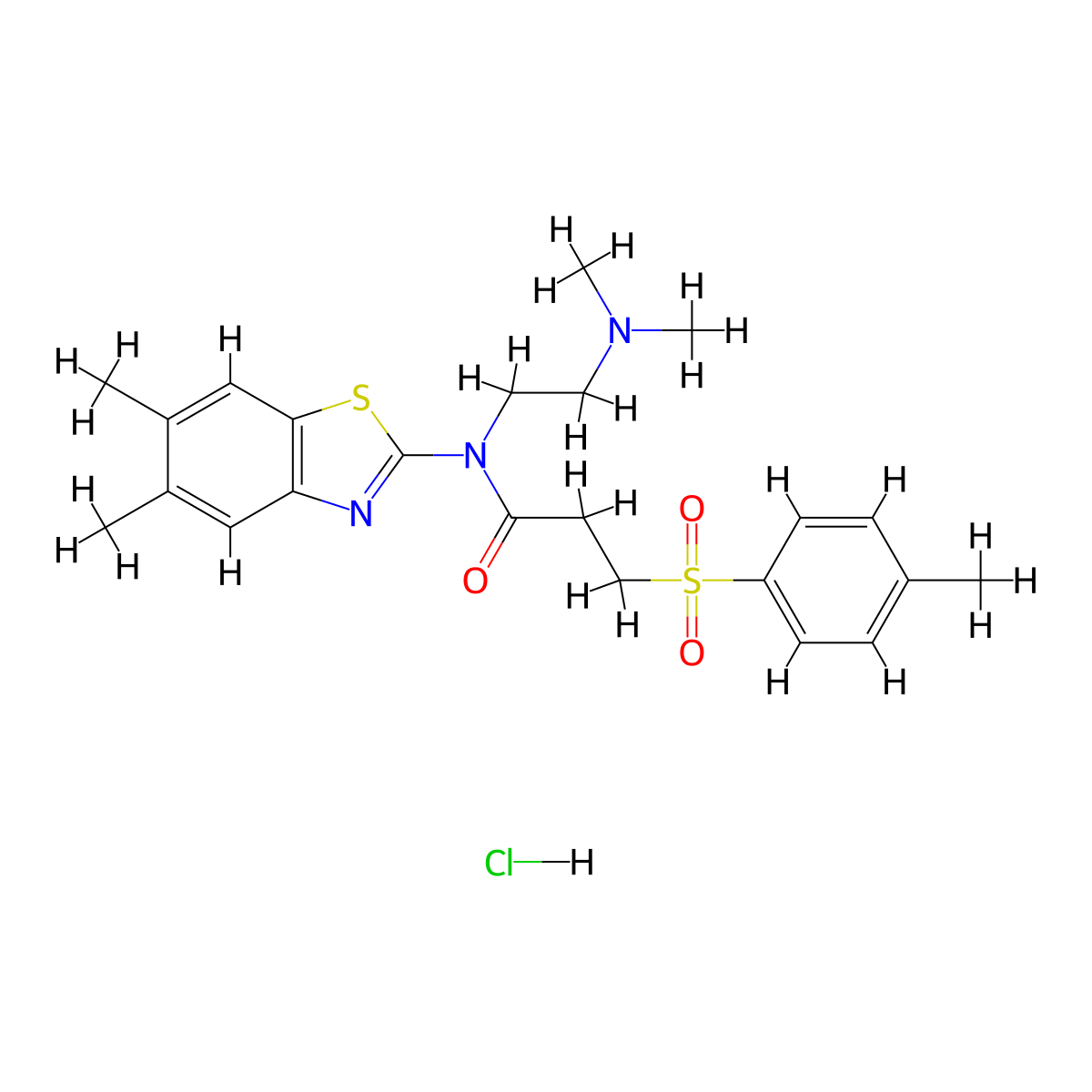 N-(2-(dimethylamino)ethyl)-N-(5,6-dimethylbenzo[d]thiazol-2-yl)-3-tosylpropanamide hydrochloride molecular structure, CAS 1216503-18-2