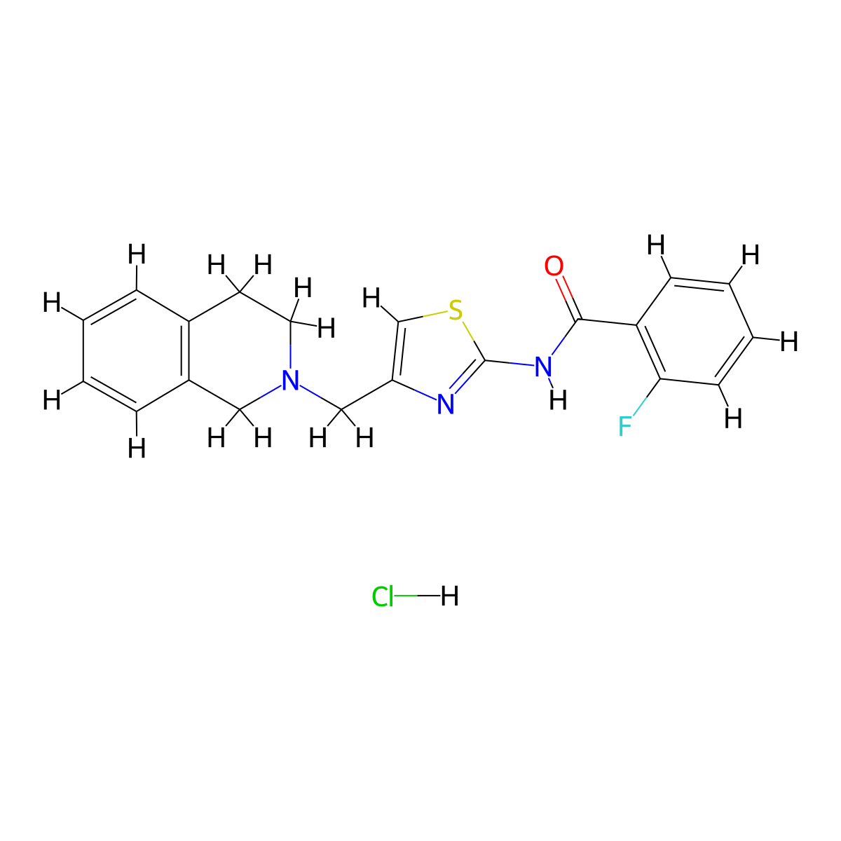 N-(4-((3,4-dihydroisoquinolin-2(1H)-yl)methyl)thiazol-2-yl)-2-fluorobenzamide hydrochloride molecular structure, CAS 1216503-93-3