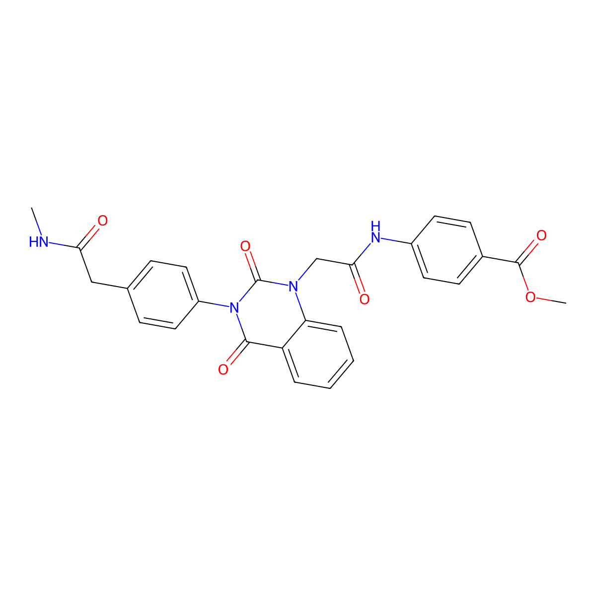 Methyl 4-[2-(3-{4-[(methylcarbamoyl)methyl]phenyl}-2,4-dioxo-1,2,3,4-tetrahydroquinazolin-1-yl)acetamido]benzoate molecular structure, CAS 1216507-38-8