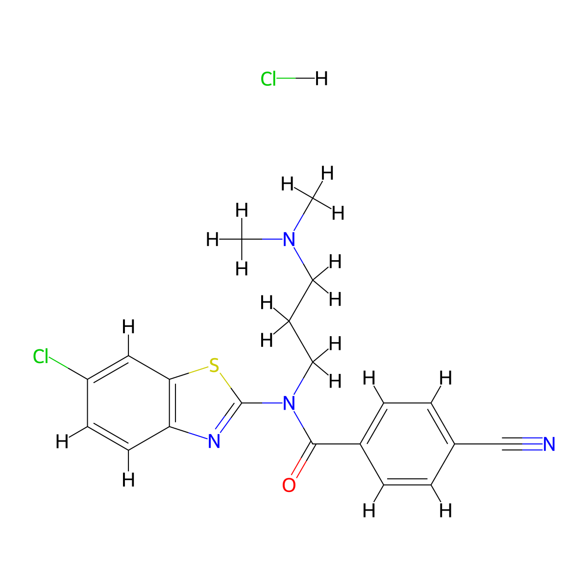 N-(6-chlorobenzo[d]thiazol-2-yl)-4-cyano-N-(3-(dimethylamino)propyl)benzamide hydrochloride molecular structure, CAS 1216507-81-1