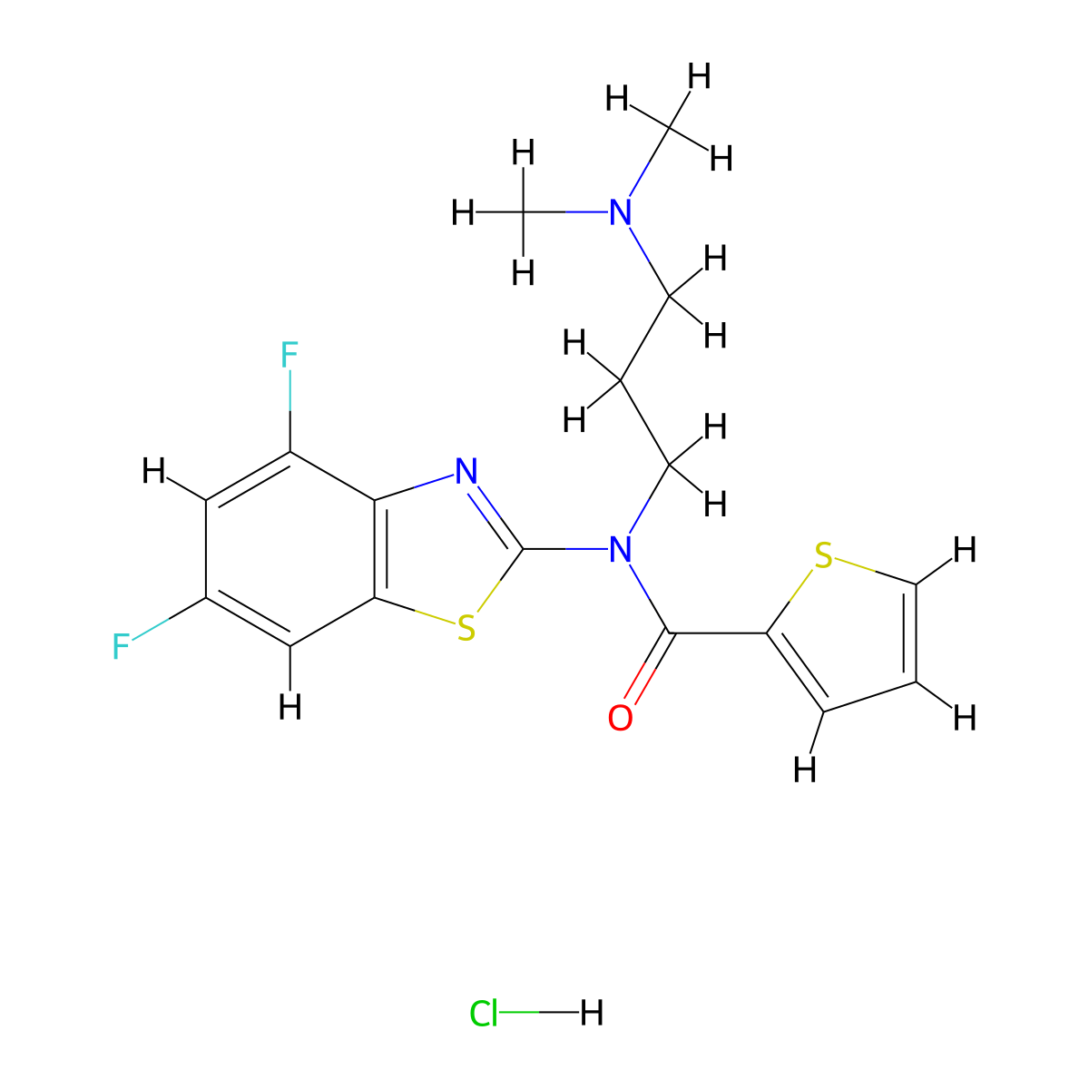 N-(4,6-difluorobenzo[d]thiazol-2-yl)-N-(3-(dimethylamino)propyl)thiophene-2-carboxamide hydrochloride molecular structure, CAS 1216508-20-1